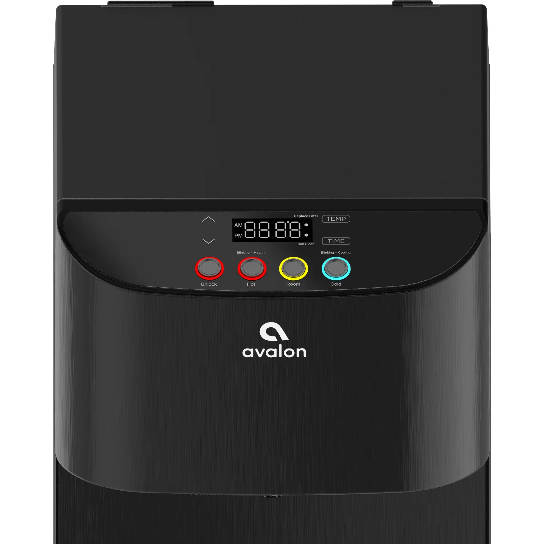 Avalon Electric Bottleless Water Cooler Water Dispenser - 3 Temperatures, Digital Clock with Temperature Control, Self Cleaning, Black Stainless Steel