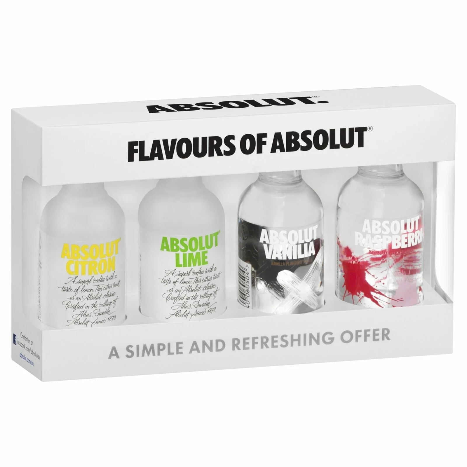 Absolut Vodka Flavours Miniatures Gift Pack (4 x 50ml)