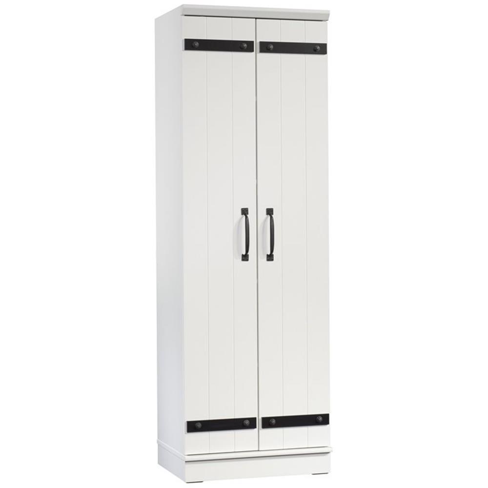 Pemberly Row Farmhouse Engineered Wood 2-Door Narrow Storage Cabinet in Salt Oak - Image 16
