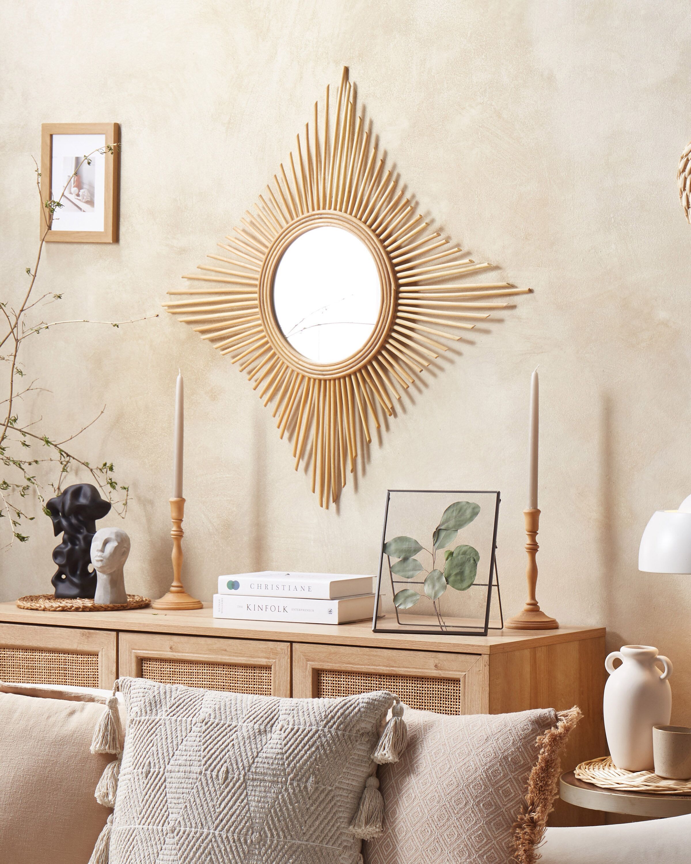 Wall Mirror MAJENE 60 cm 60 cm Rattan Natural