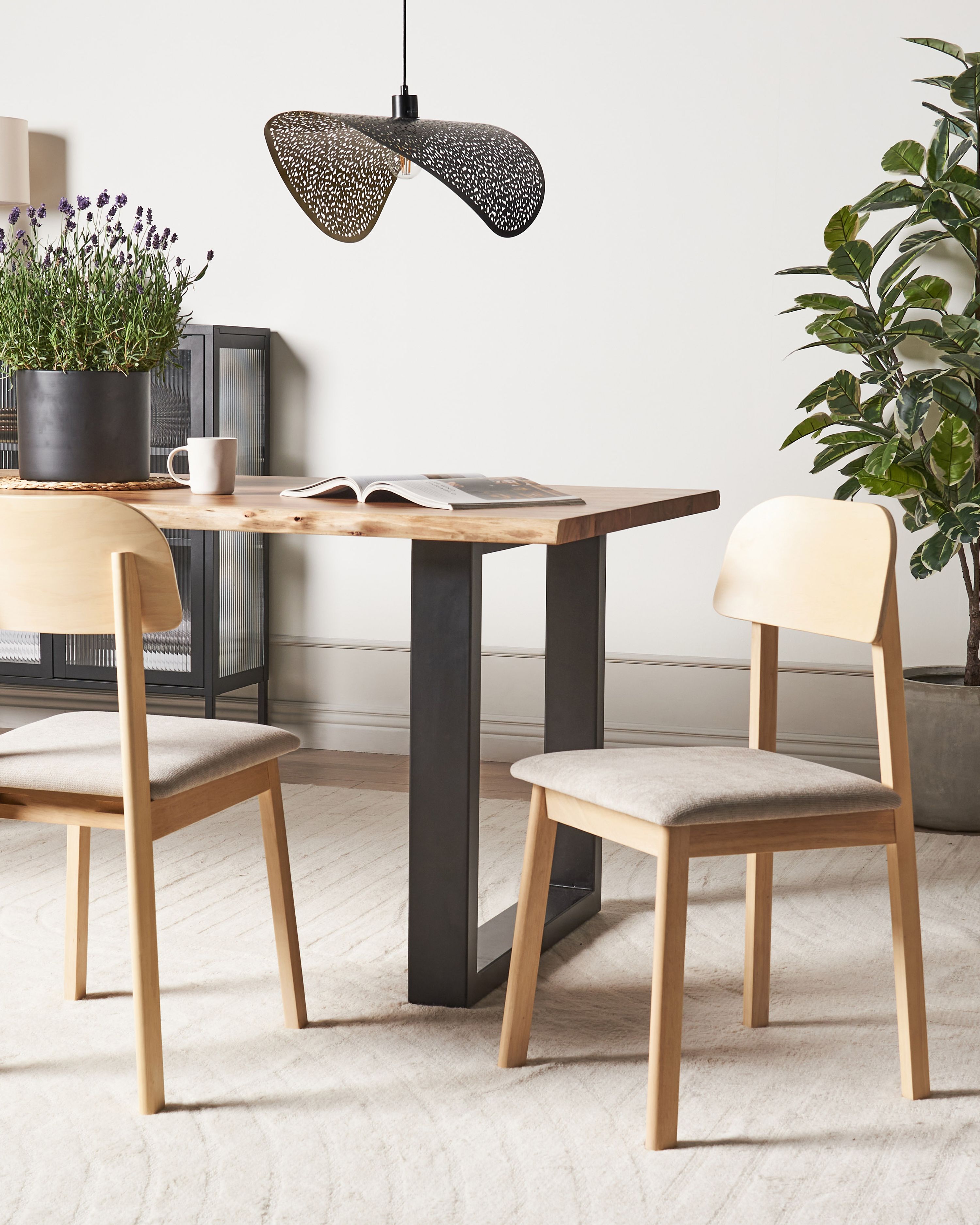 Set of 2 Dining Chairs SCANDIA Wood Taupe