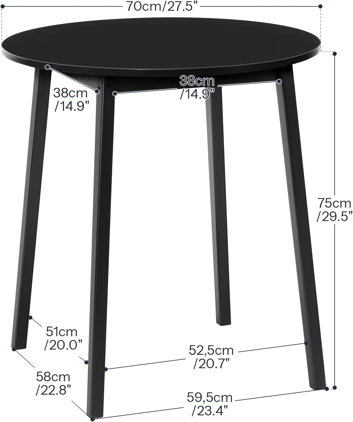HOOBRO Bamboo Dining Table, Round Dining Table for 2, 27.5