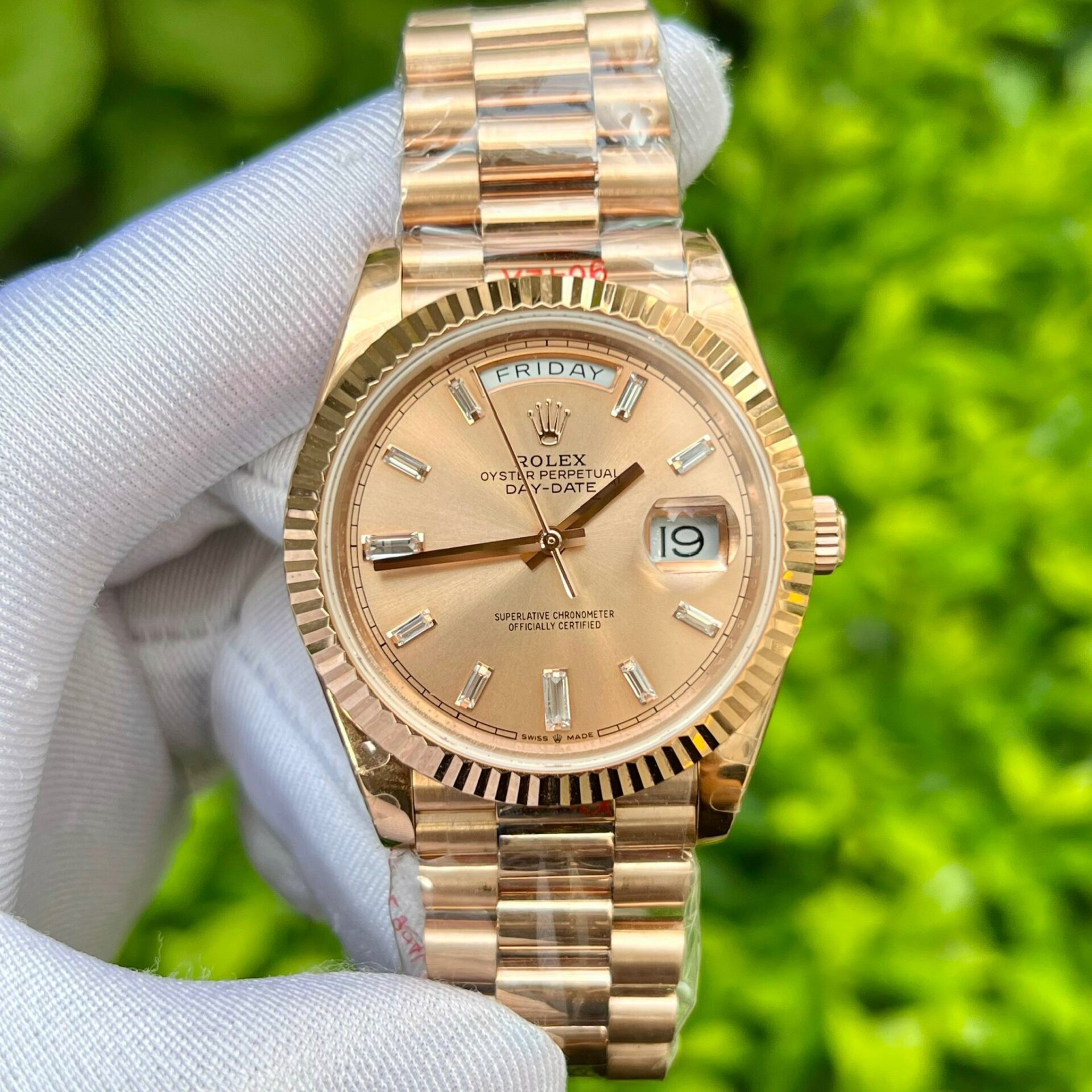 Rolex Day-Date 228235 Pink Dial Stone With Number GM Factory 40mm - Top club