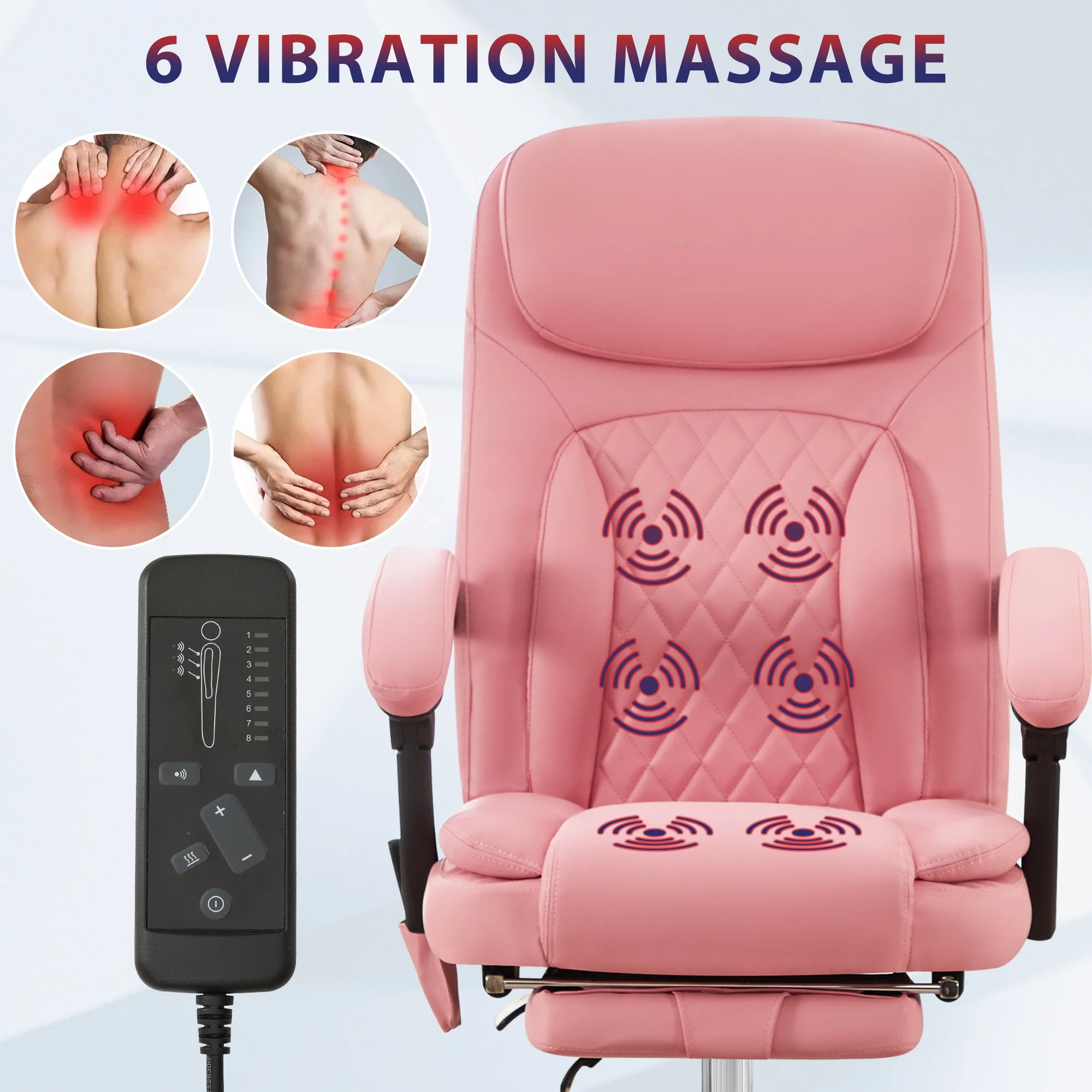 JONPONY Big and Tall Office Chair 500LBS Executive Office Chair Massage and Footrest Ergonomic Computer Desk Chair Reclining High Back Leather Office Chair Lumbar Back Support Swivel Rolling,Black - Image 21
