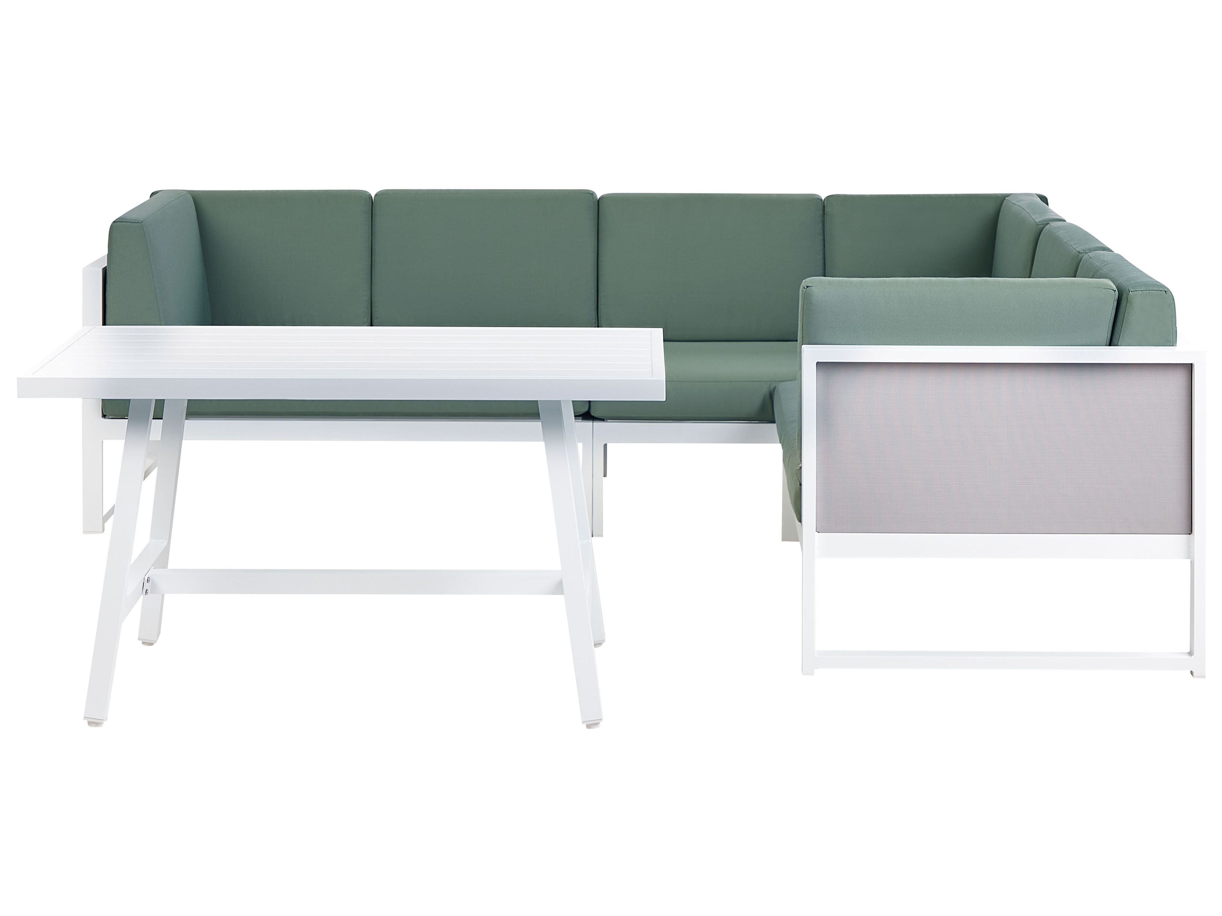 Garden Corner Sofa with Table 6 Seater CASTELLA/FRATTE Left Hand Metal Green
