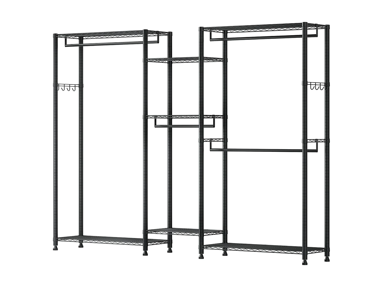 Portant à Vêtements SucceBuy avec 7 Étagères Réglables, Portemanteau avec Cadre en Acier, Penderie à Vêtements Capacité de Charge 385,5 kg, avec 4 Tringles