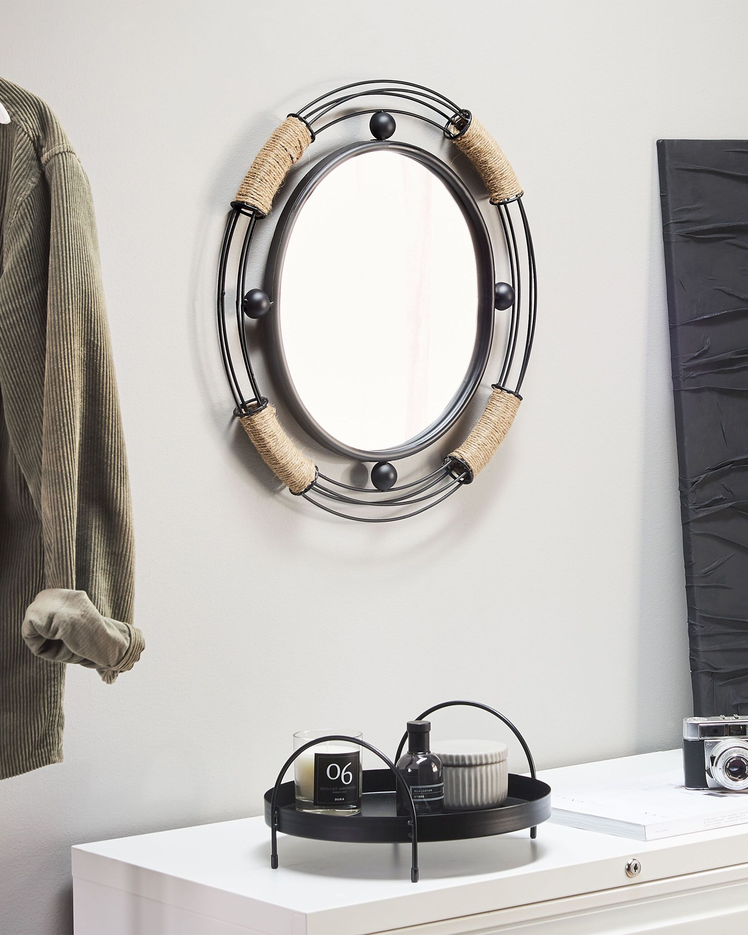 Wall Mirror MOULINS 50 cm 55 cm Metal Black