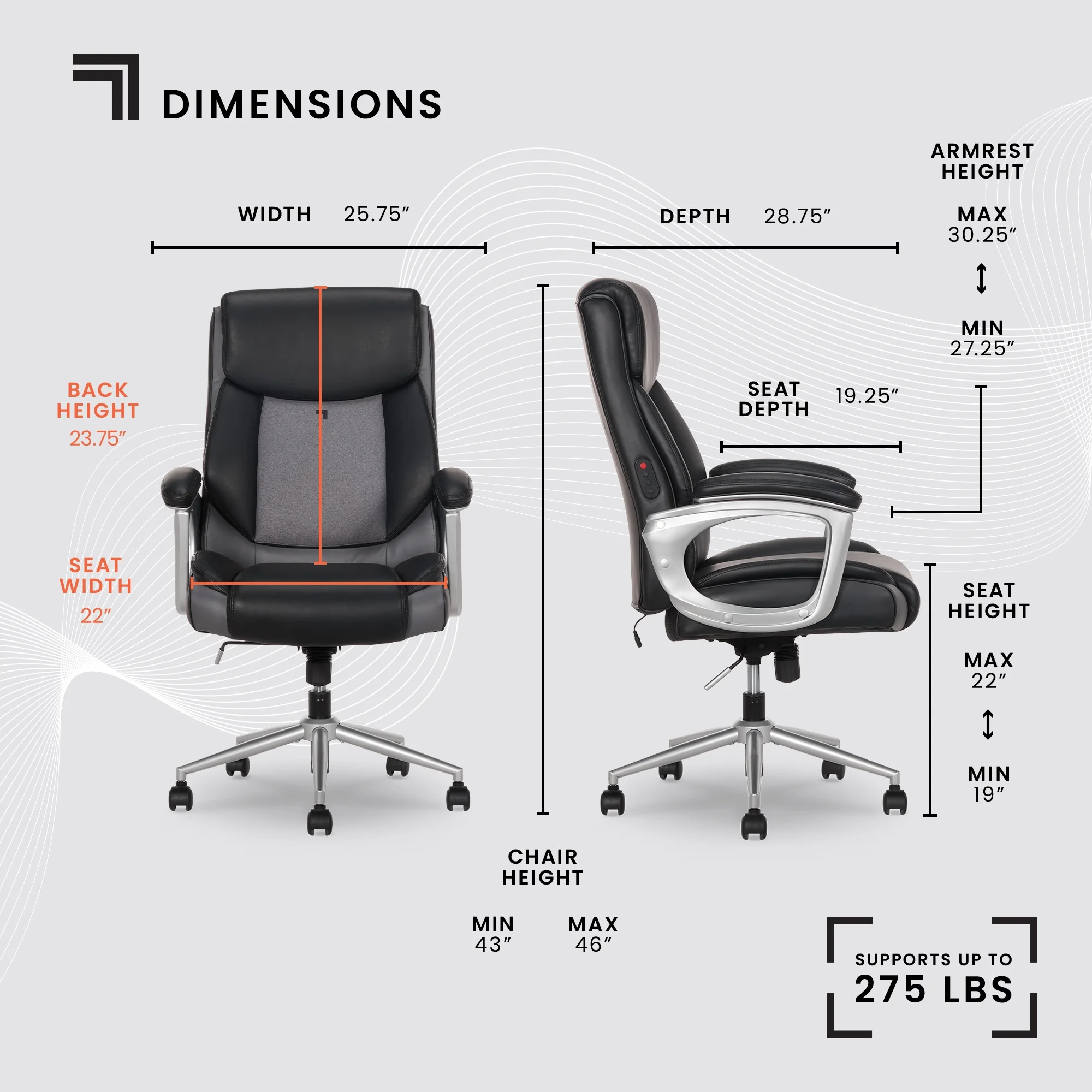 Sharper Image S-120 Massage and Heat Office Chair, Gray/White - Image 26