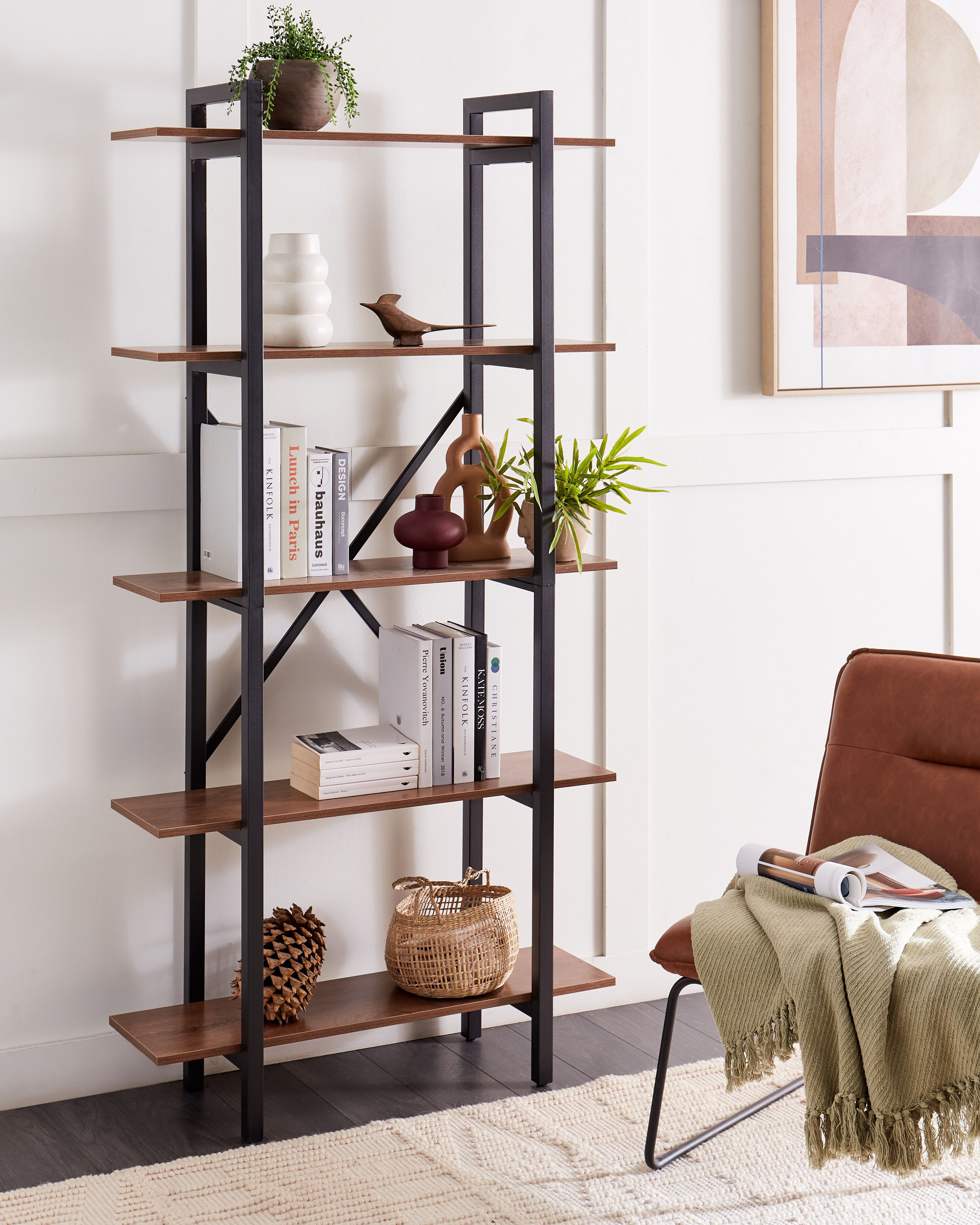 5 Tier Shelving Unit DARBY 180 cm Dark Brown