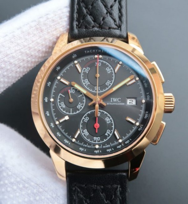 IWC Ingenieur Chrono YG IW3807 Black Dial Leather Strap - Top club