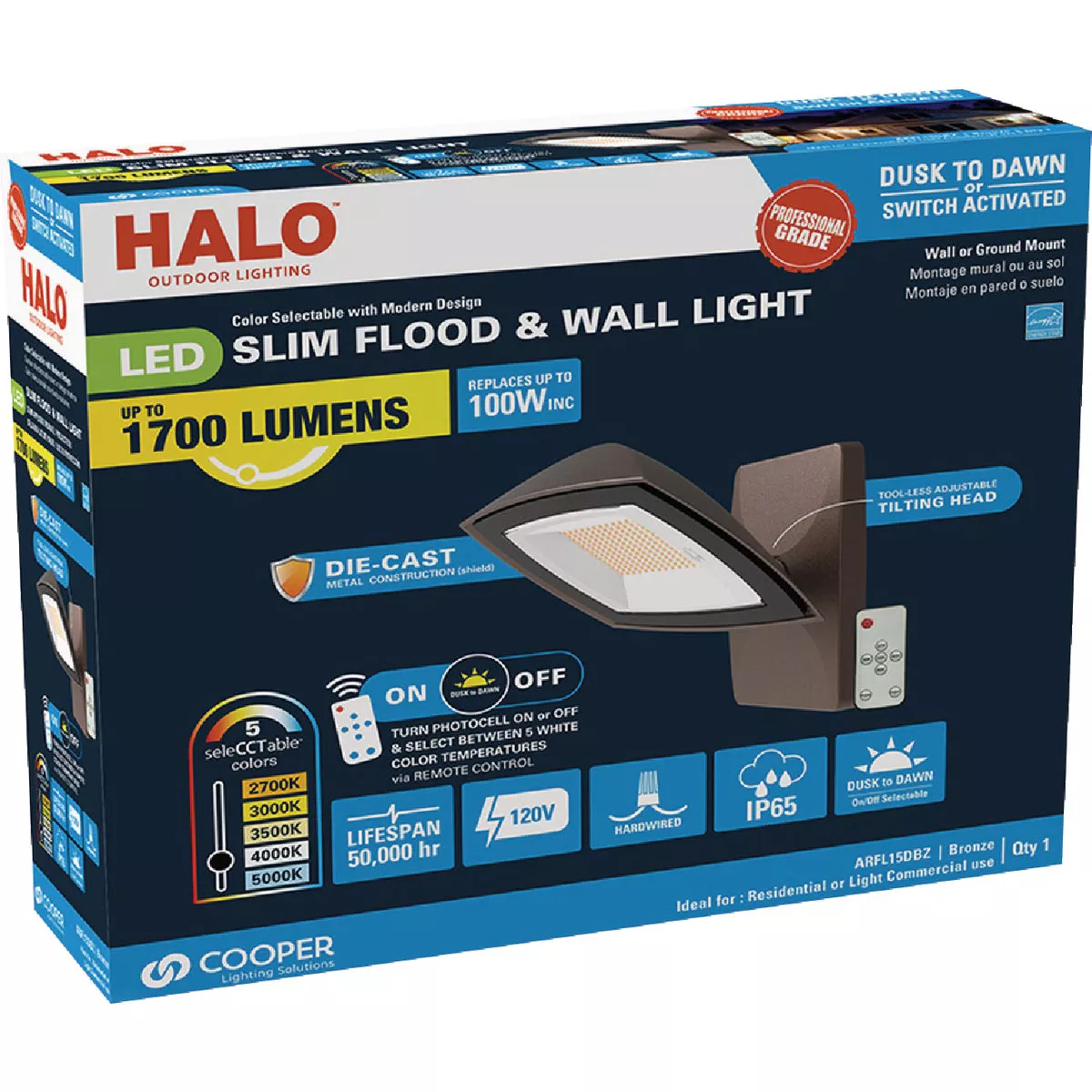 Halo Bronze Dusk to Dawn 15W LED Wall Floodlight