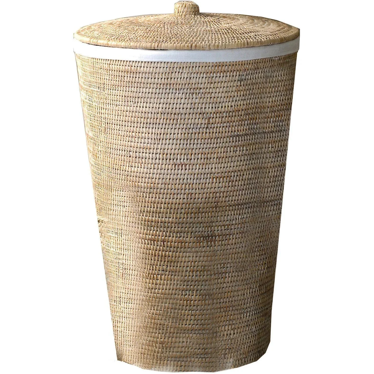 AGM Home Store DWBA Malacca Single Hamper Laundry Basket With Lid 15x25in - Rattan