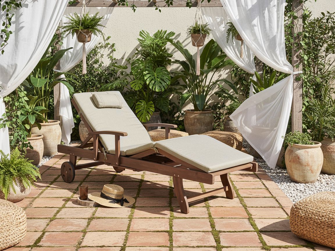 Sun Lounger with Cushion AMANTEA PREMIUM Acacia Wood Taupe