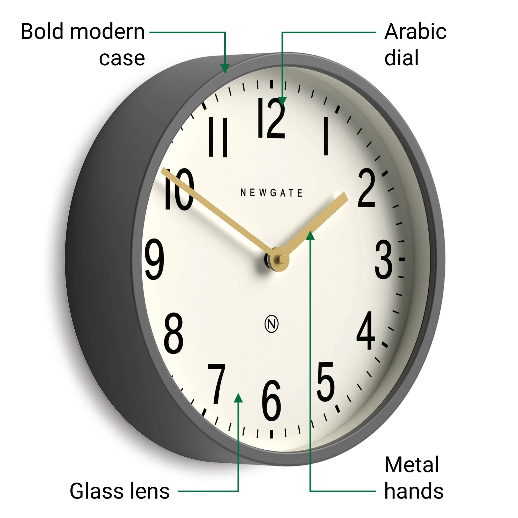 Newgate Master Edwards wall clock in grey