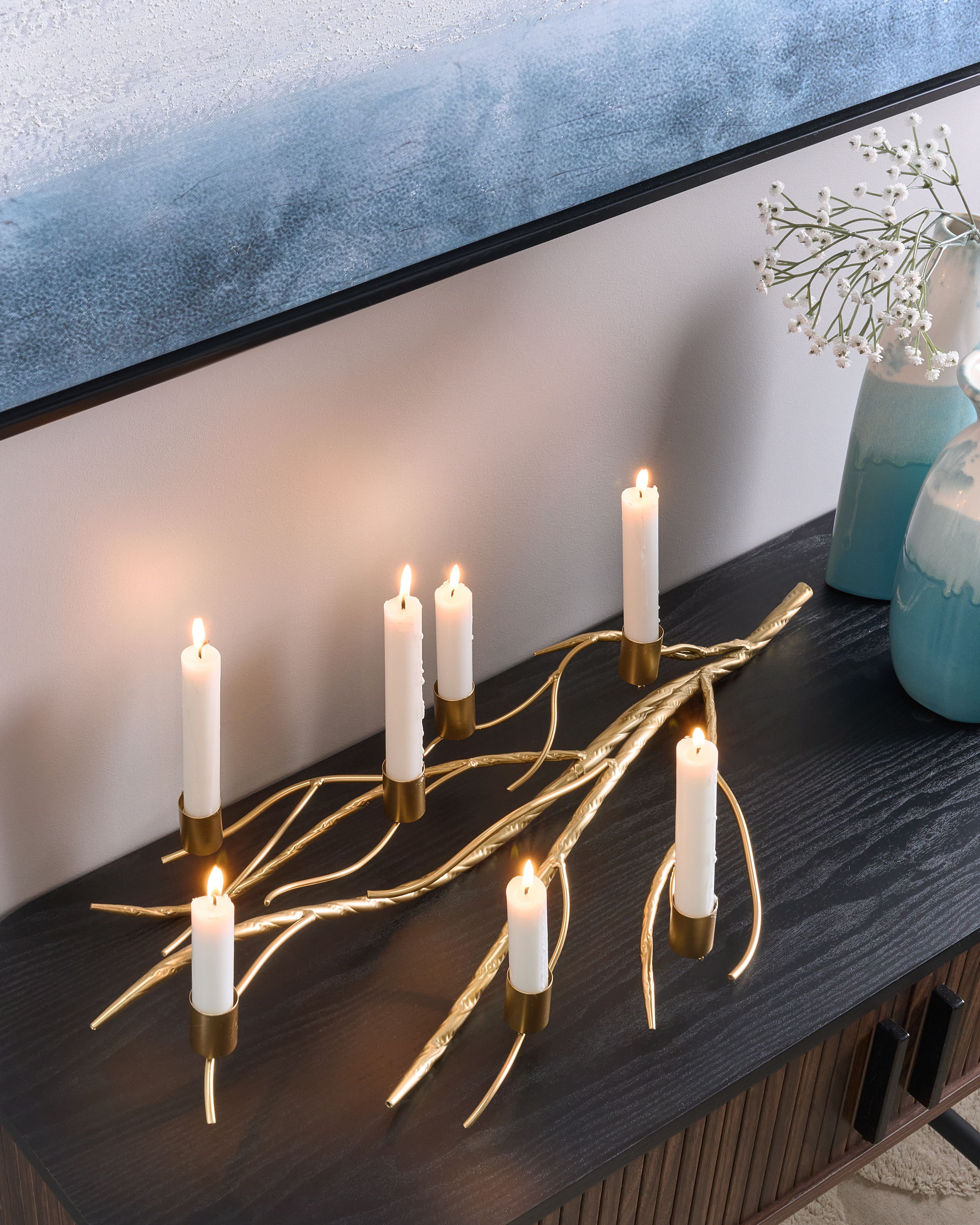 Candle Holder ARRENTELA Metal 10 cm Gold