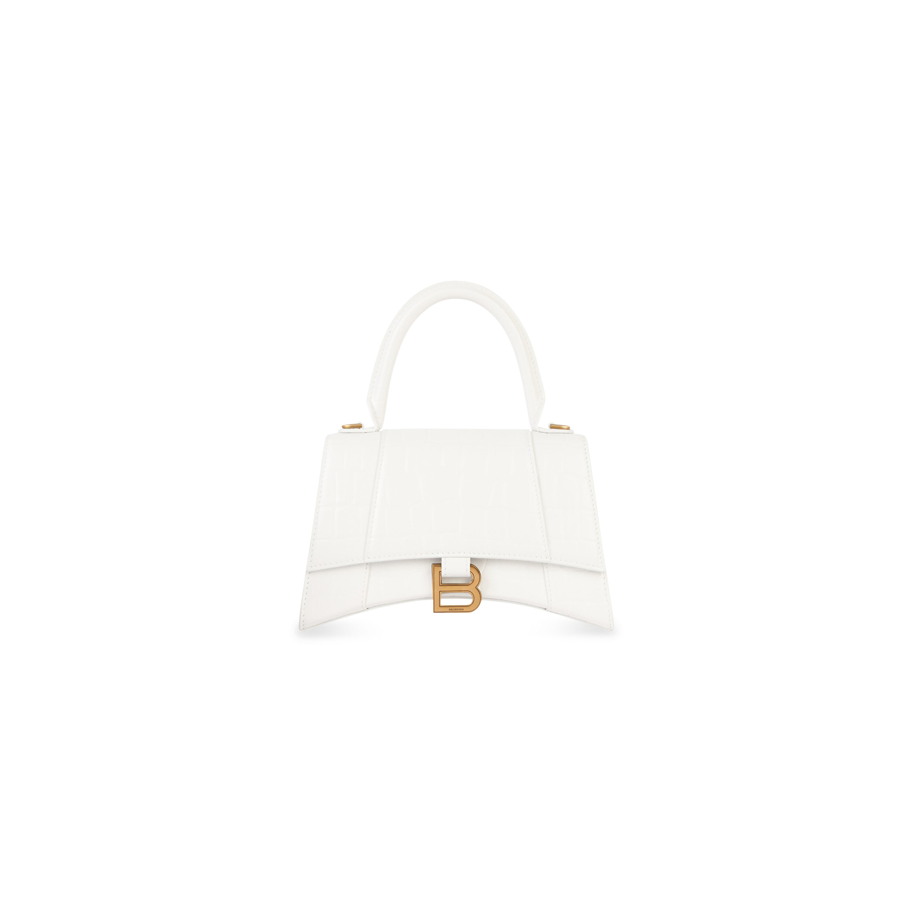 WOMEN'S HOURGLASS SMALL HANDBAG CROCODILE EMBOSSED IN WHITE - Replicaclubs