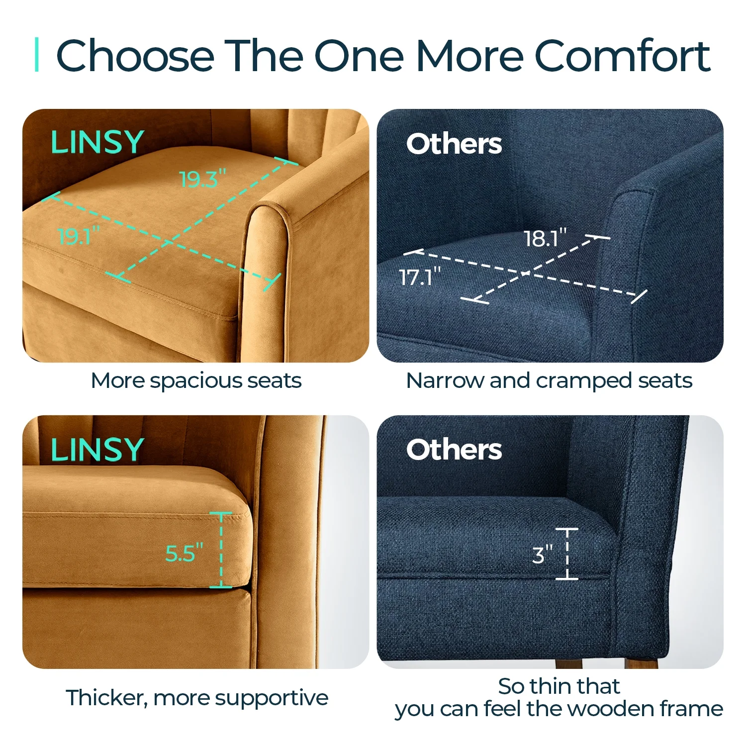 LINSY HOME Swivel Accent Chair with Ottoman, Velvet Barrel Chair for Living Room, Blue - Image 13
