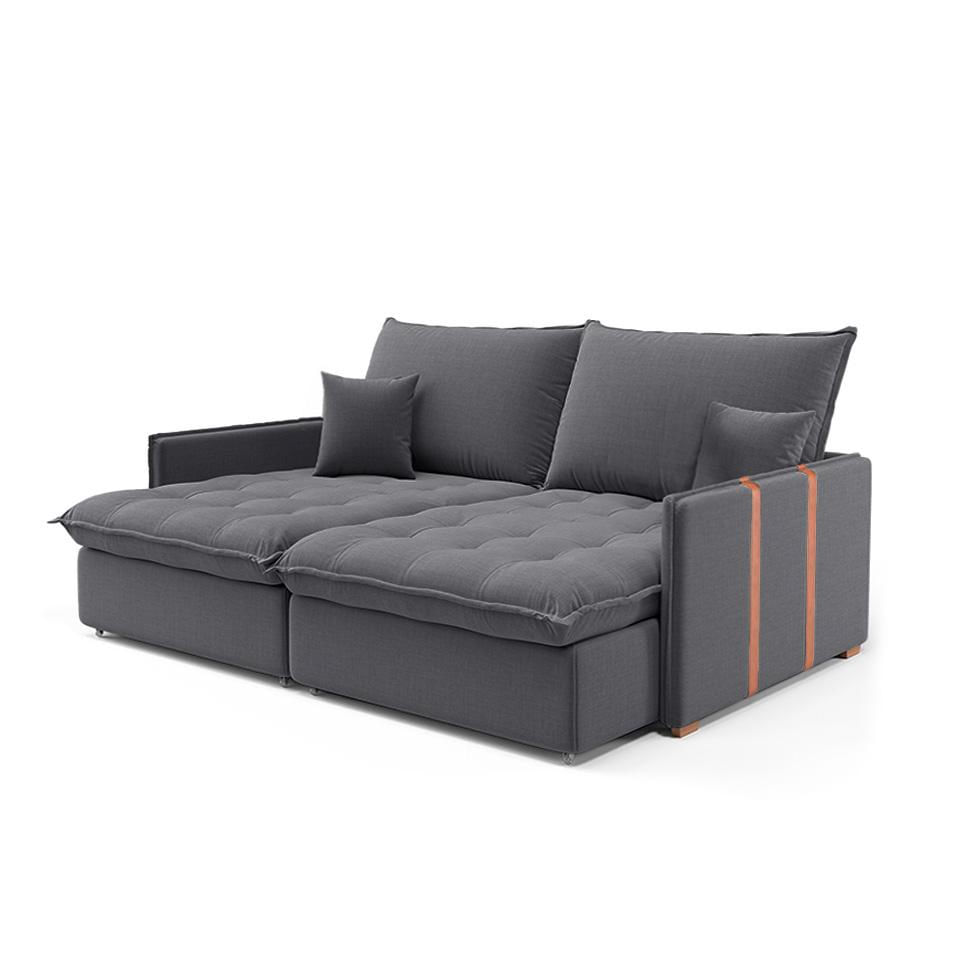 Sofá Retrátil Sem Caixa 3 lugares Solomons Linho Grafite 180 cm em Promoção | Ofertas na Americanas
