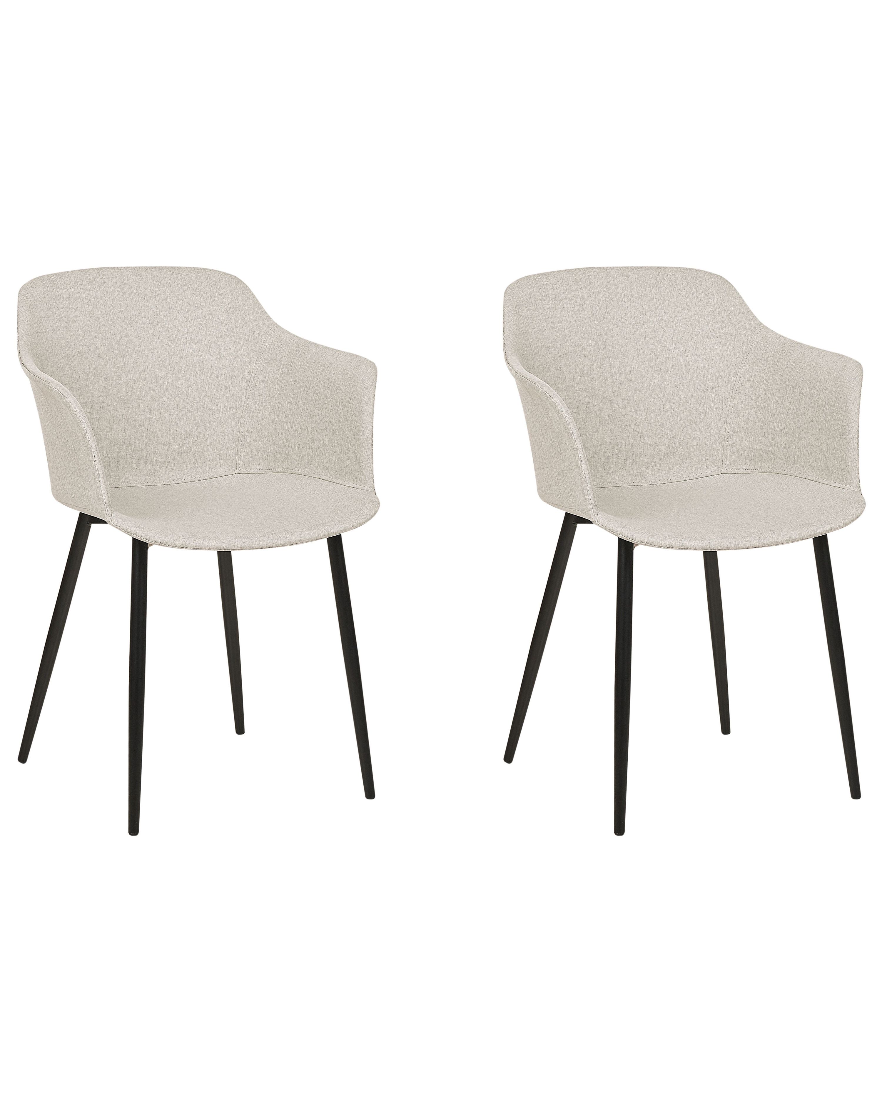 Set of 2 Dining Chairs ELIM Fabric Light Beige