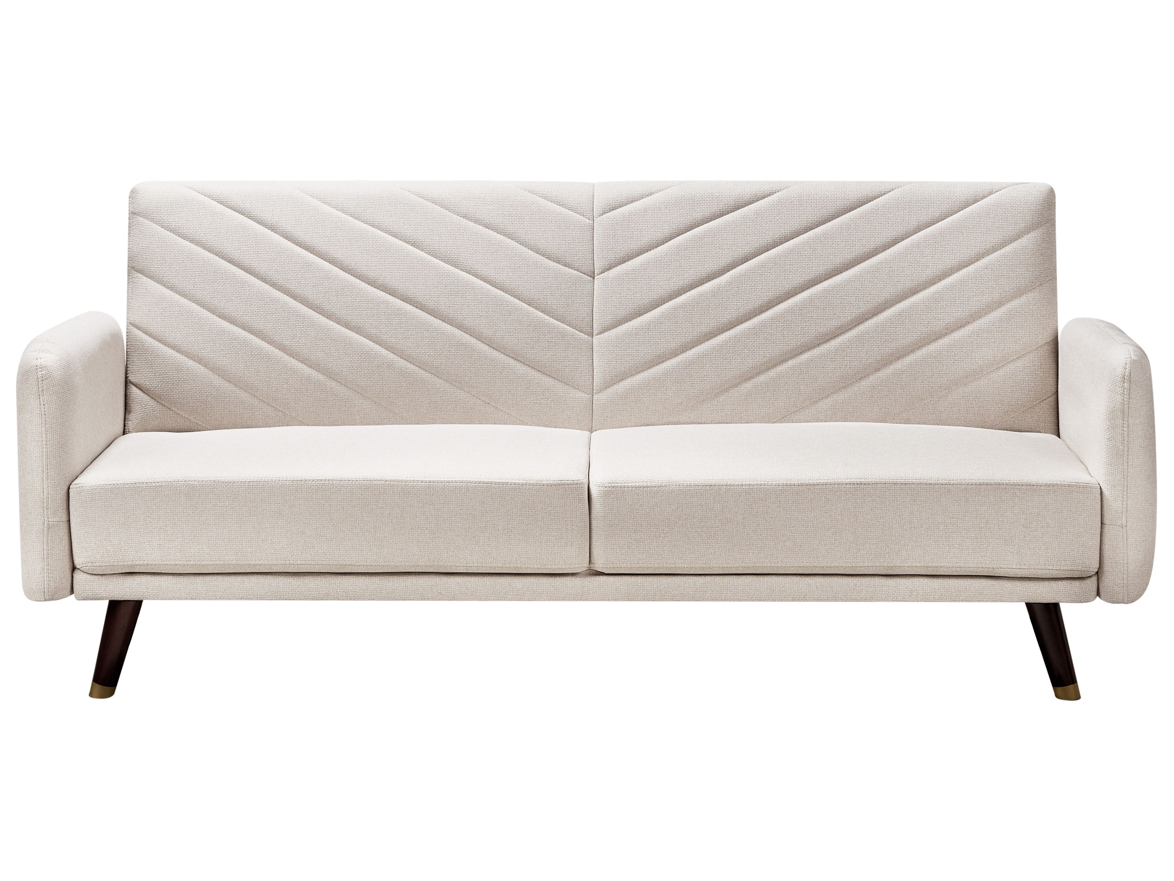 Sofa Bed 3 Seater SENJA Faux Linen Light Beige