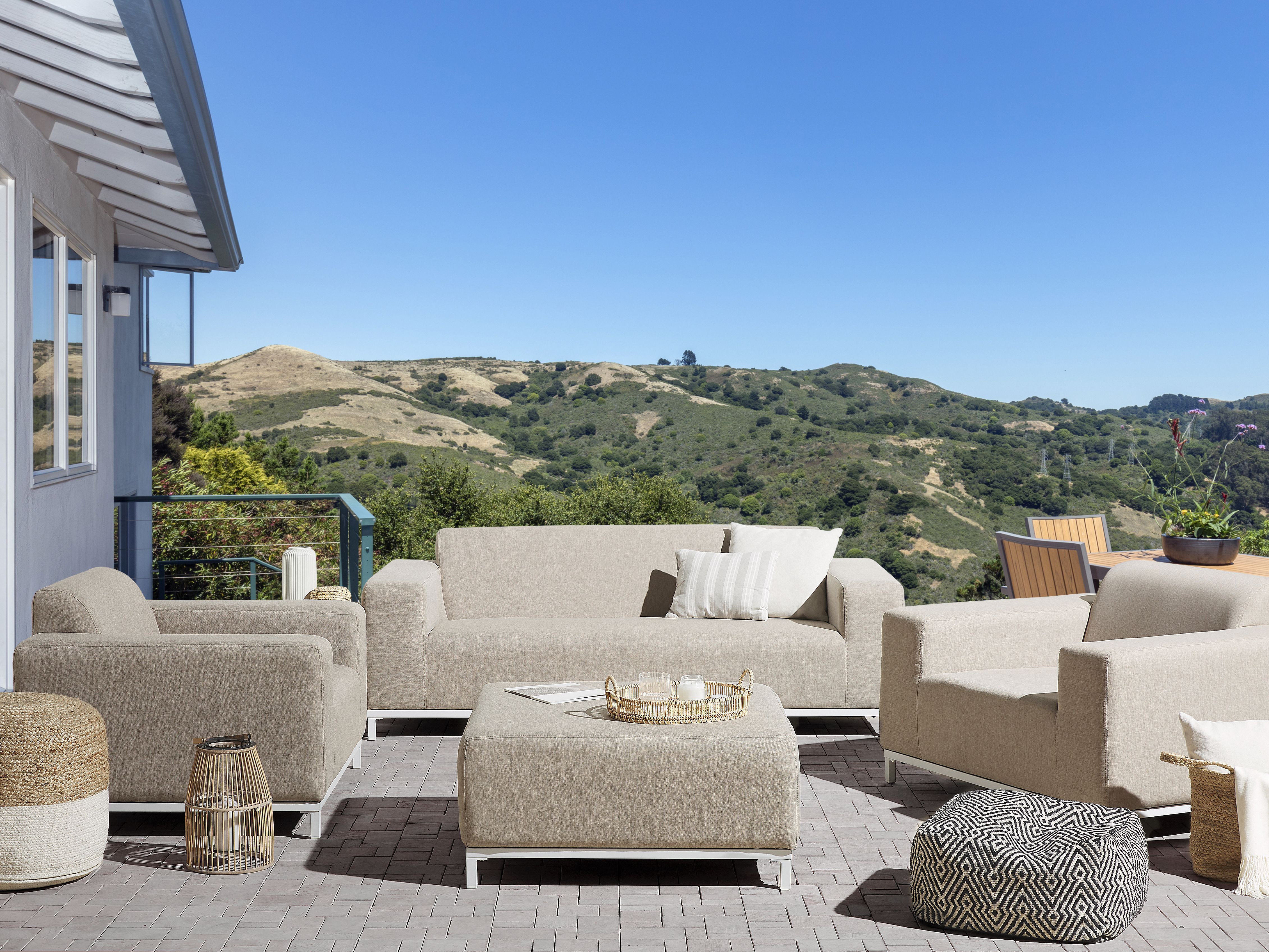 Garden Lounge Set with Table 5 Seater ROVIGO Beige