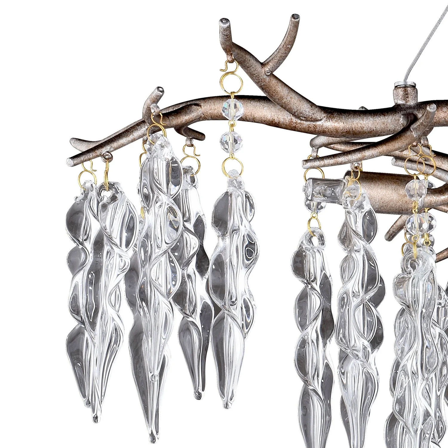Vaxcel Rainier 24-in W Crystal Silver Waterfall Semi Flush Mount Ceiling Light
