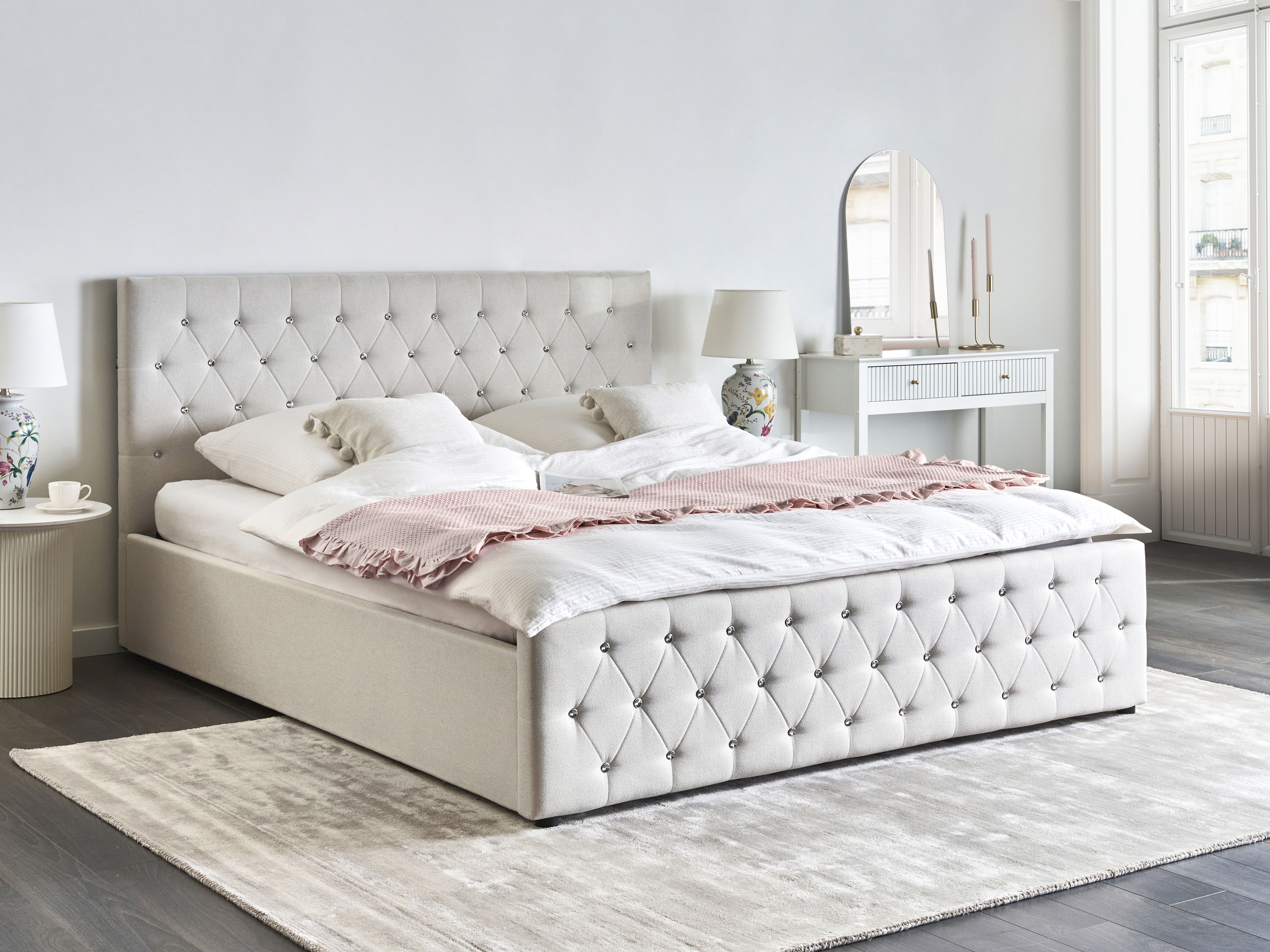 Ottoman Bed Fabric AMIENS 180 x 200 cm (EU Super King) Beige