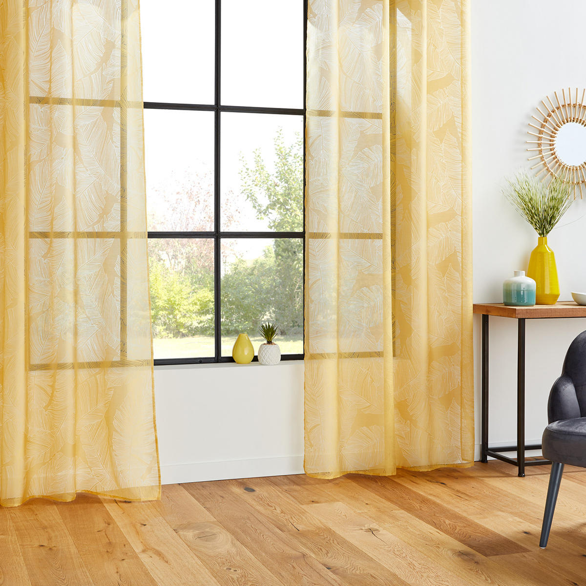 Sheer curtain "Devo" Mustard yellow, 140x240 cm