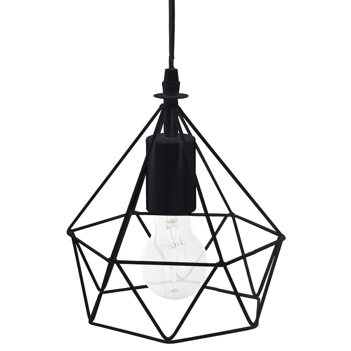 Wire suspension lamp "Ida" Black metal, D.19 cm
