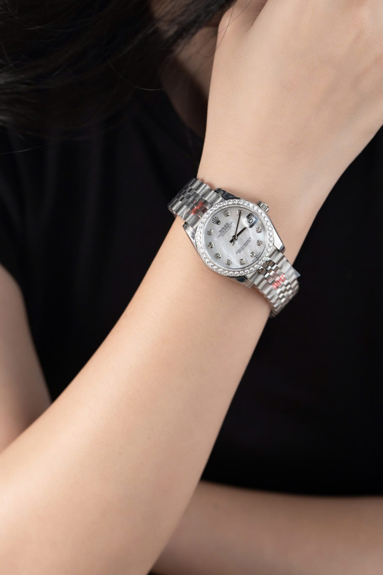 Rolex DateJust Replica Watch Mother Of Pearl Dial With Moissanite Bezel 31mm - Top club