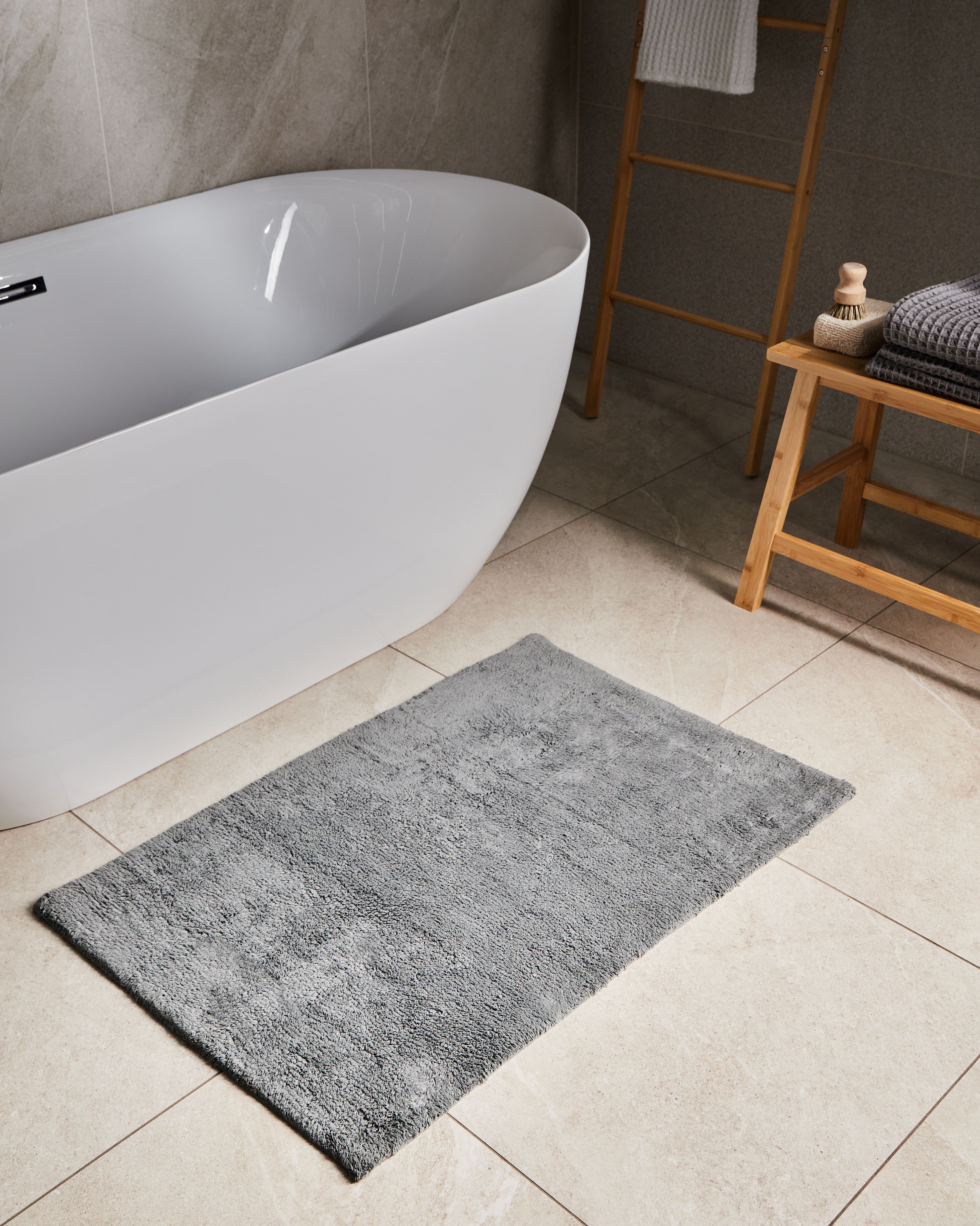 Bath Mat GOELA Grey 60 x 90 cm Cotton