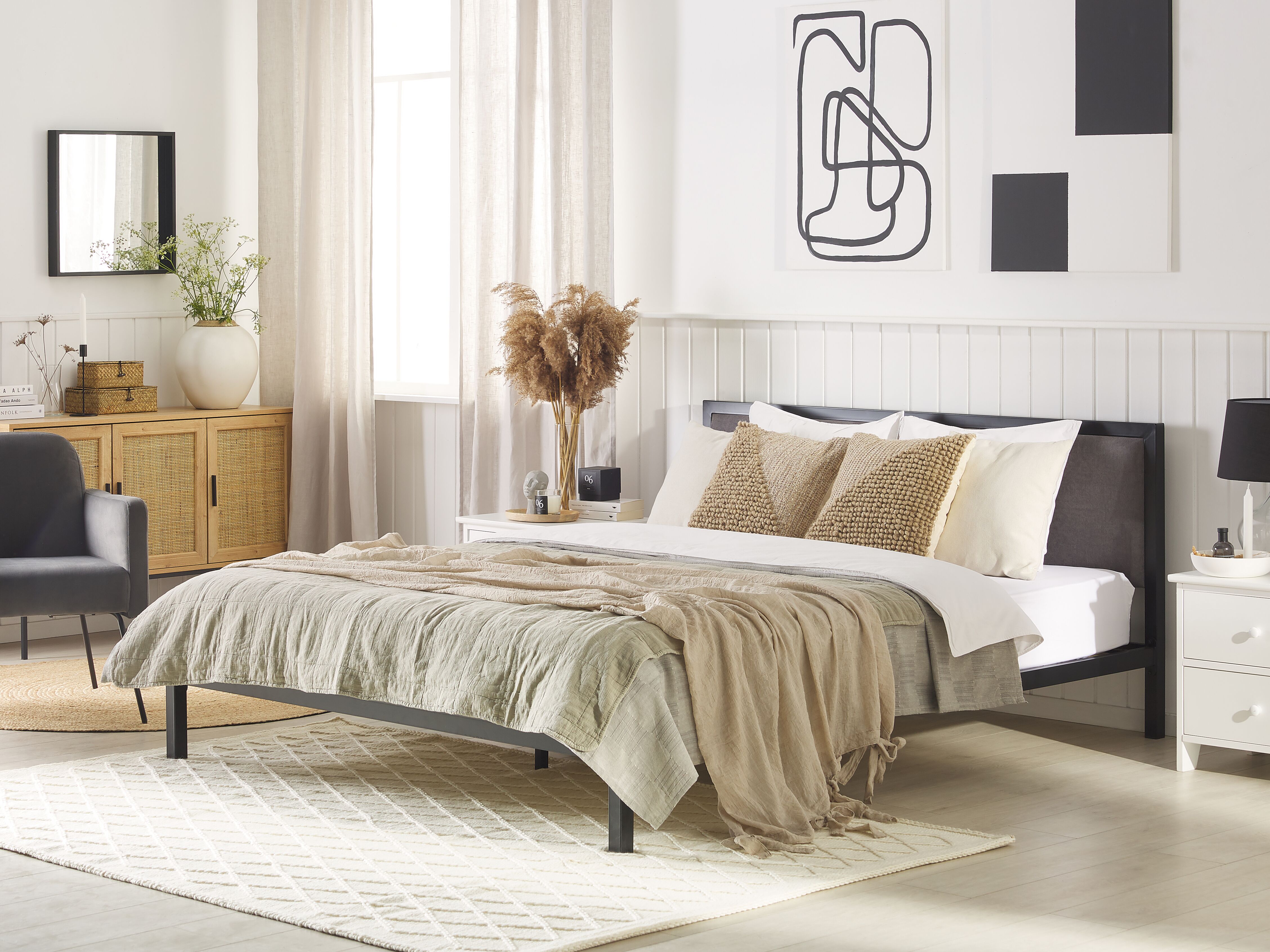 Bed Metal CLAMART 180 x 200 cm (EU Super King) Grey