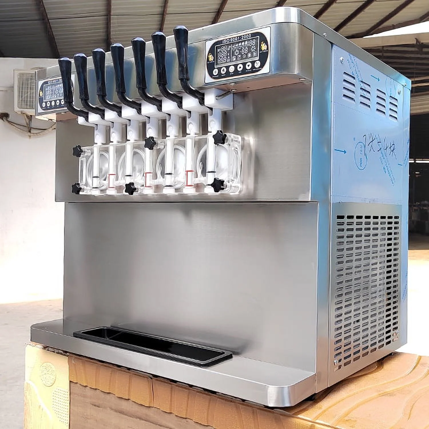 Kolice ETL Commercial Countertop 7 Flavors Soft Serve Ice Cream Machine-Transperant Dispenser, Upper Tanks Refrigerated - Image 10