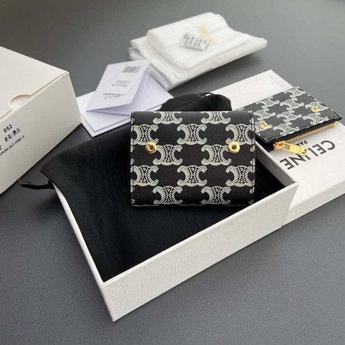 Celine TRIOMPHE logo printed short wallet