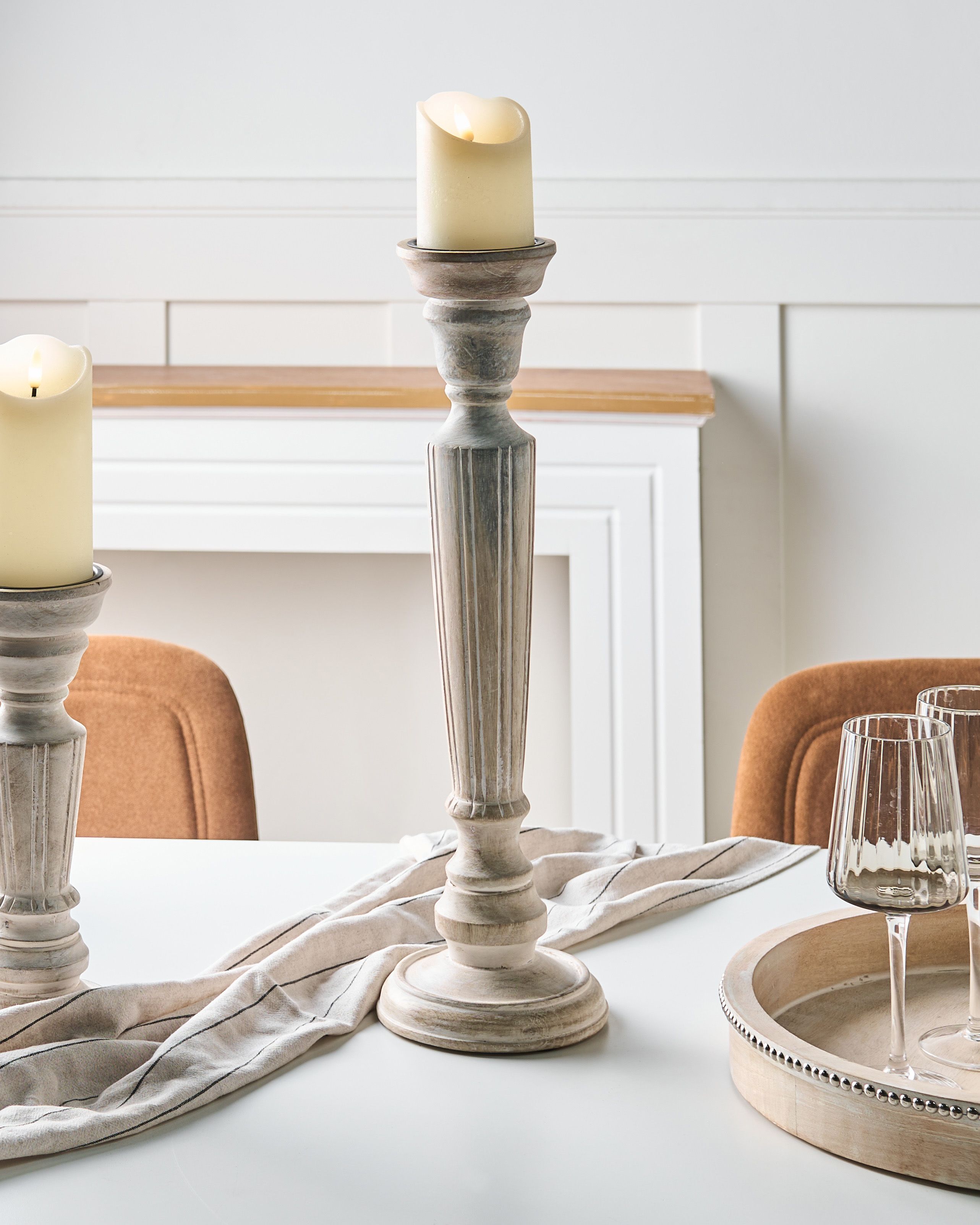 Candle Holder MALLAWI Mango Wood 50 cm Light Brown