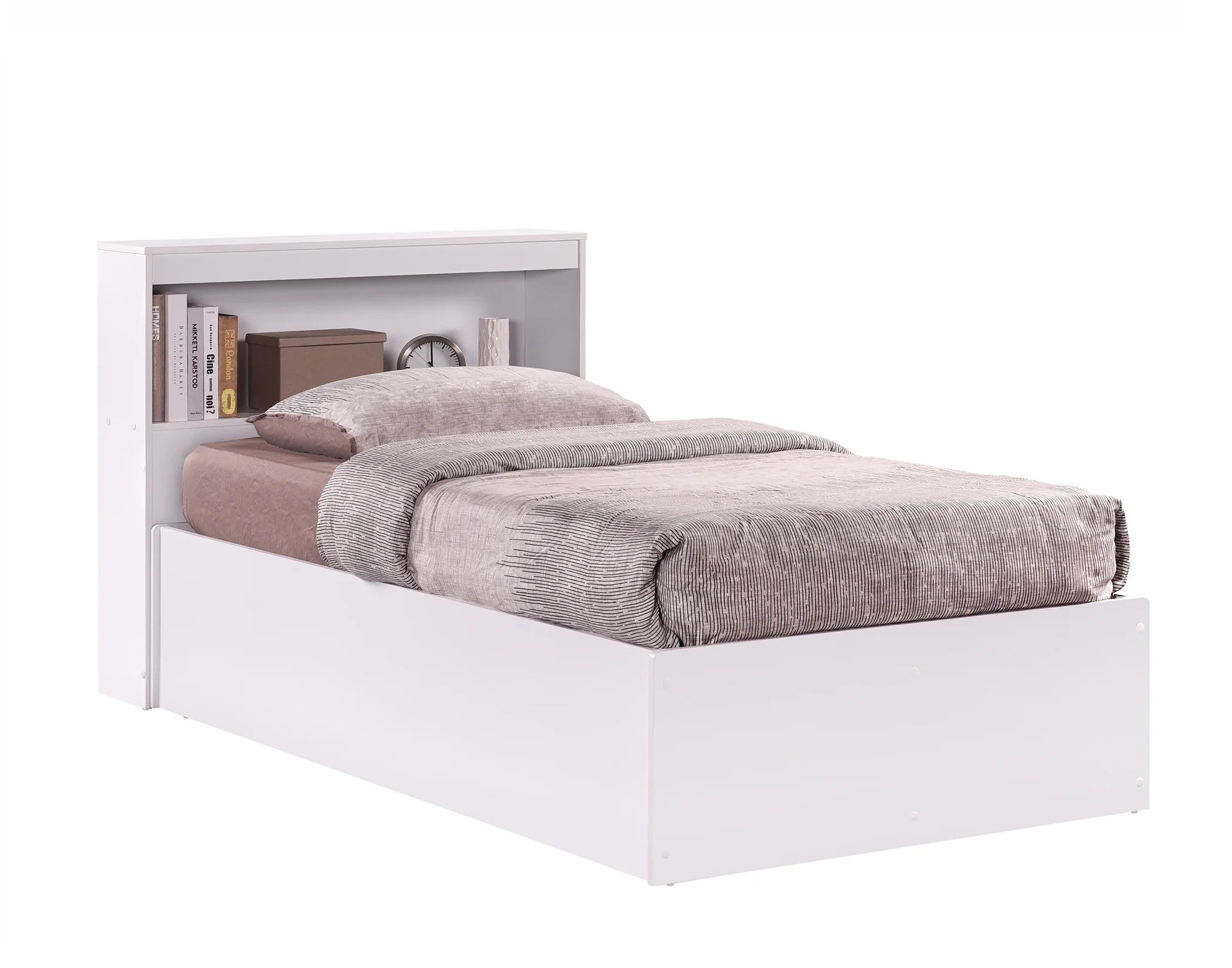 Hodedah Twin-Size Captain Bed with 3-Drawers and Headboard in White - Image 10