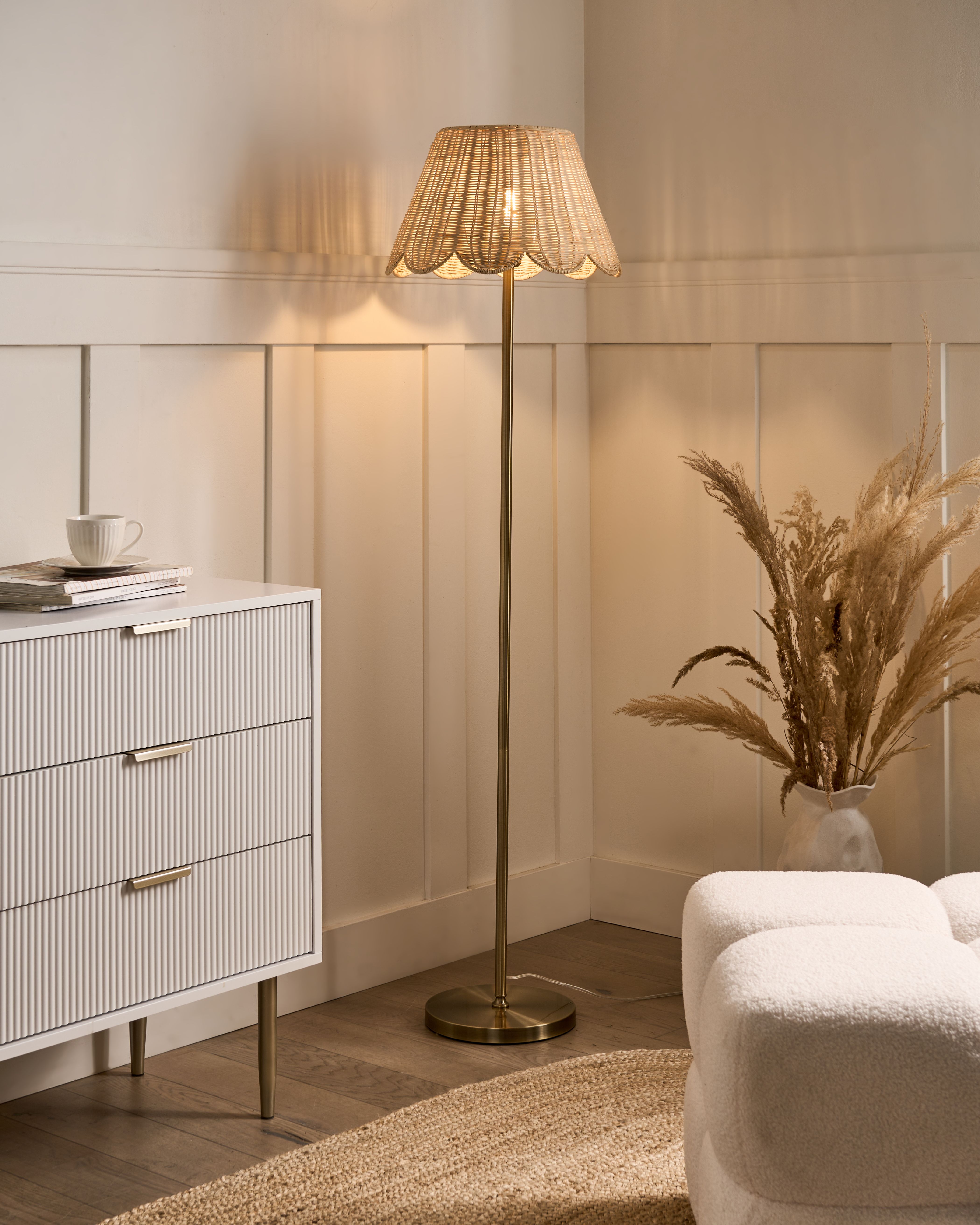 Floor Lamp SALM Rattan Natural