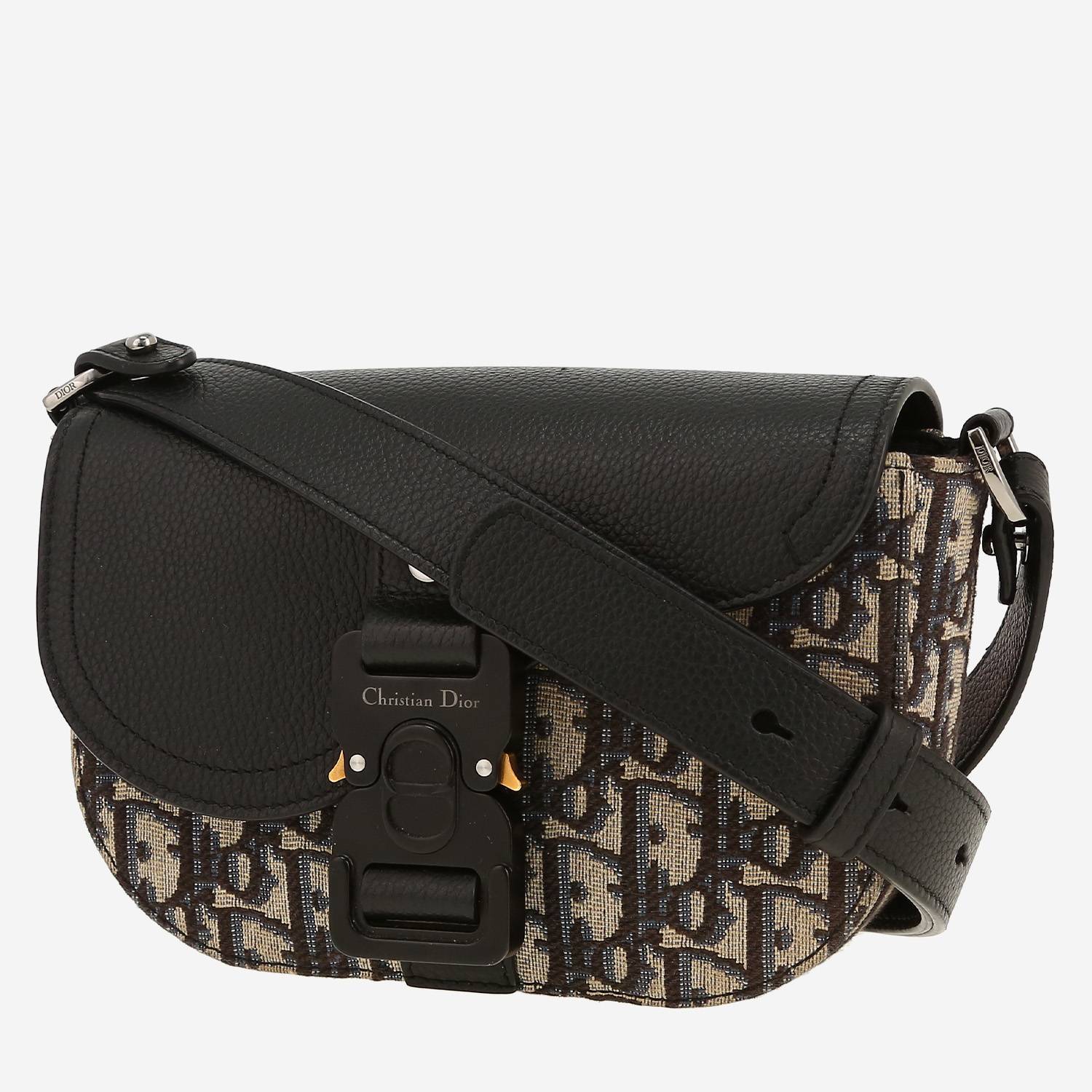 Dior Gallop shoulder bag in navy blue monogram canvas Oblique and black leather1:1High-quality replica