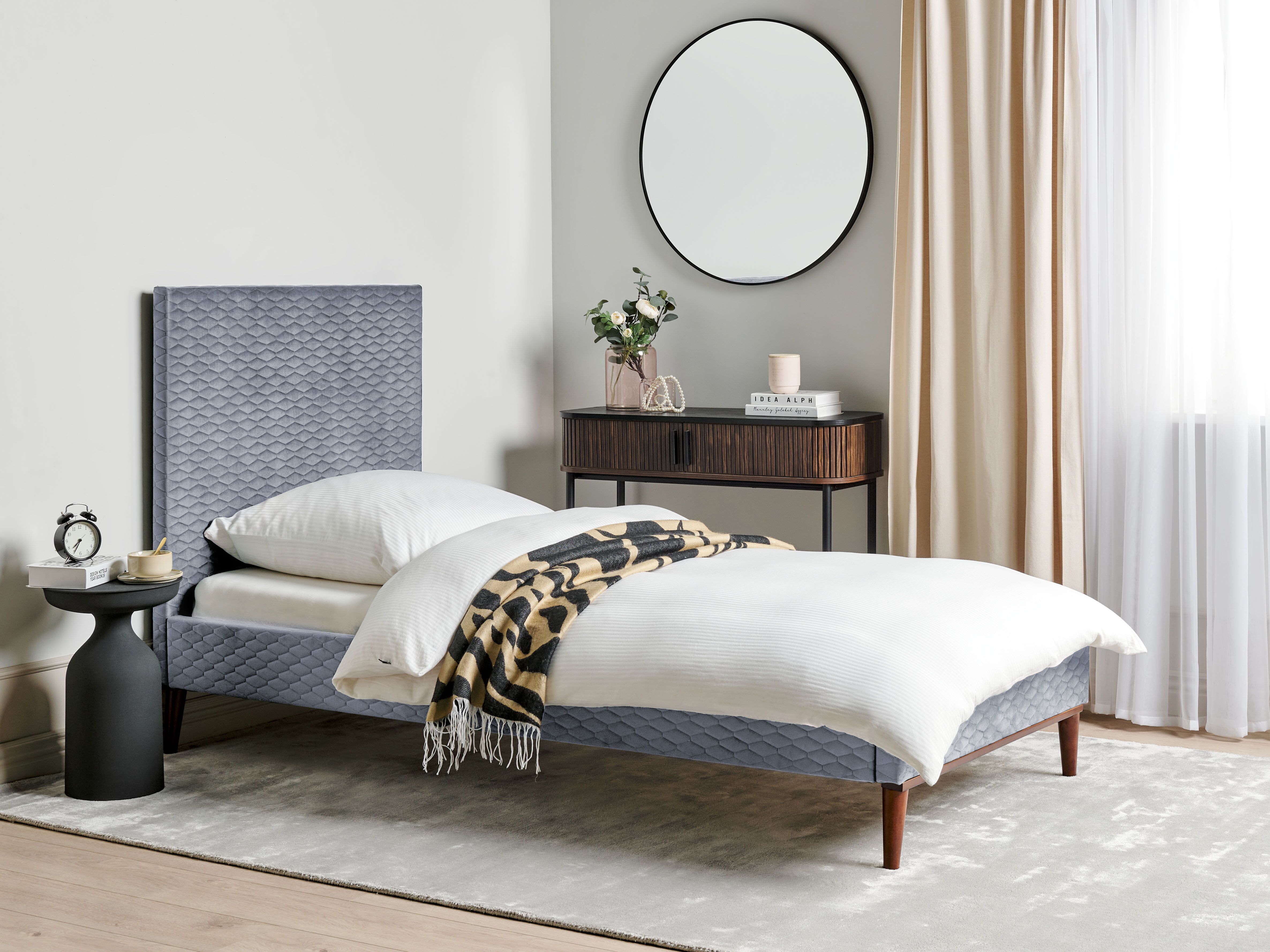 Bed Velvet BAYONNE 90 x 200 cm (EU Single) Grey