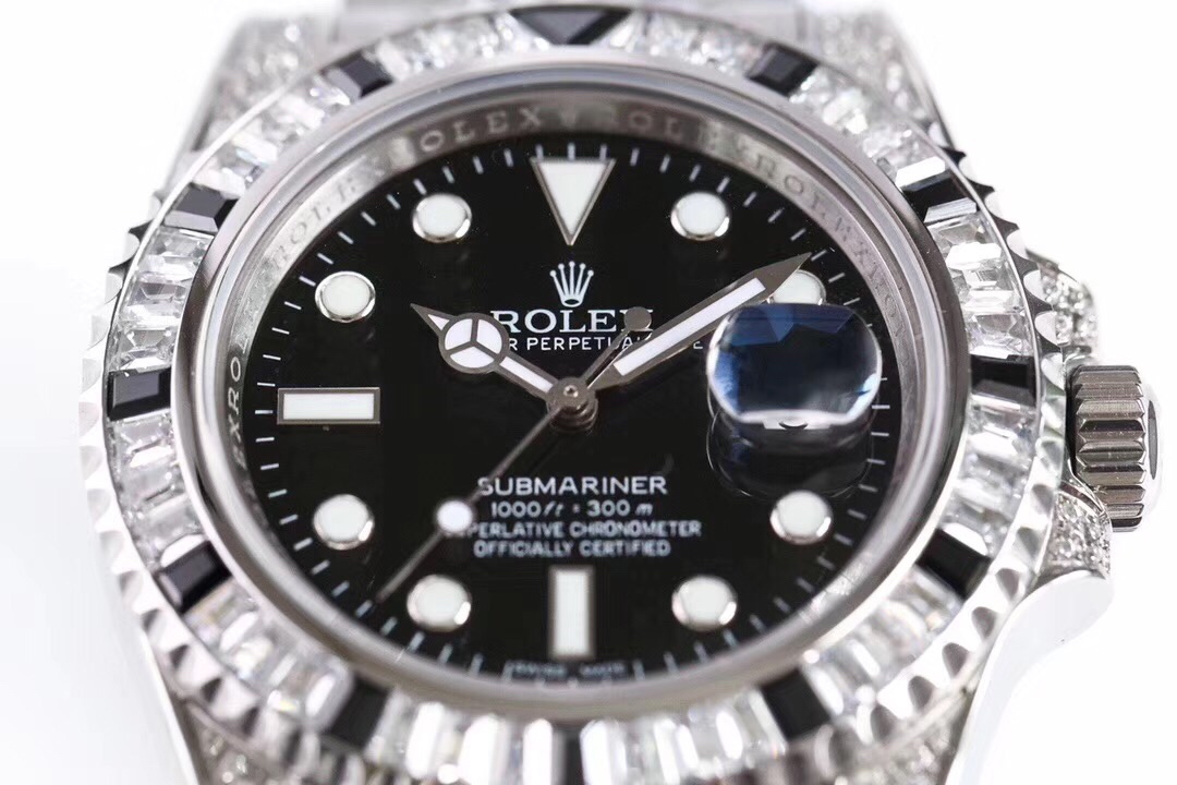 Rolex Submariner Customized with Diamonds-Black Diamonds-40MM(1:1 replica) - Top club