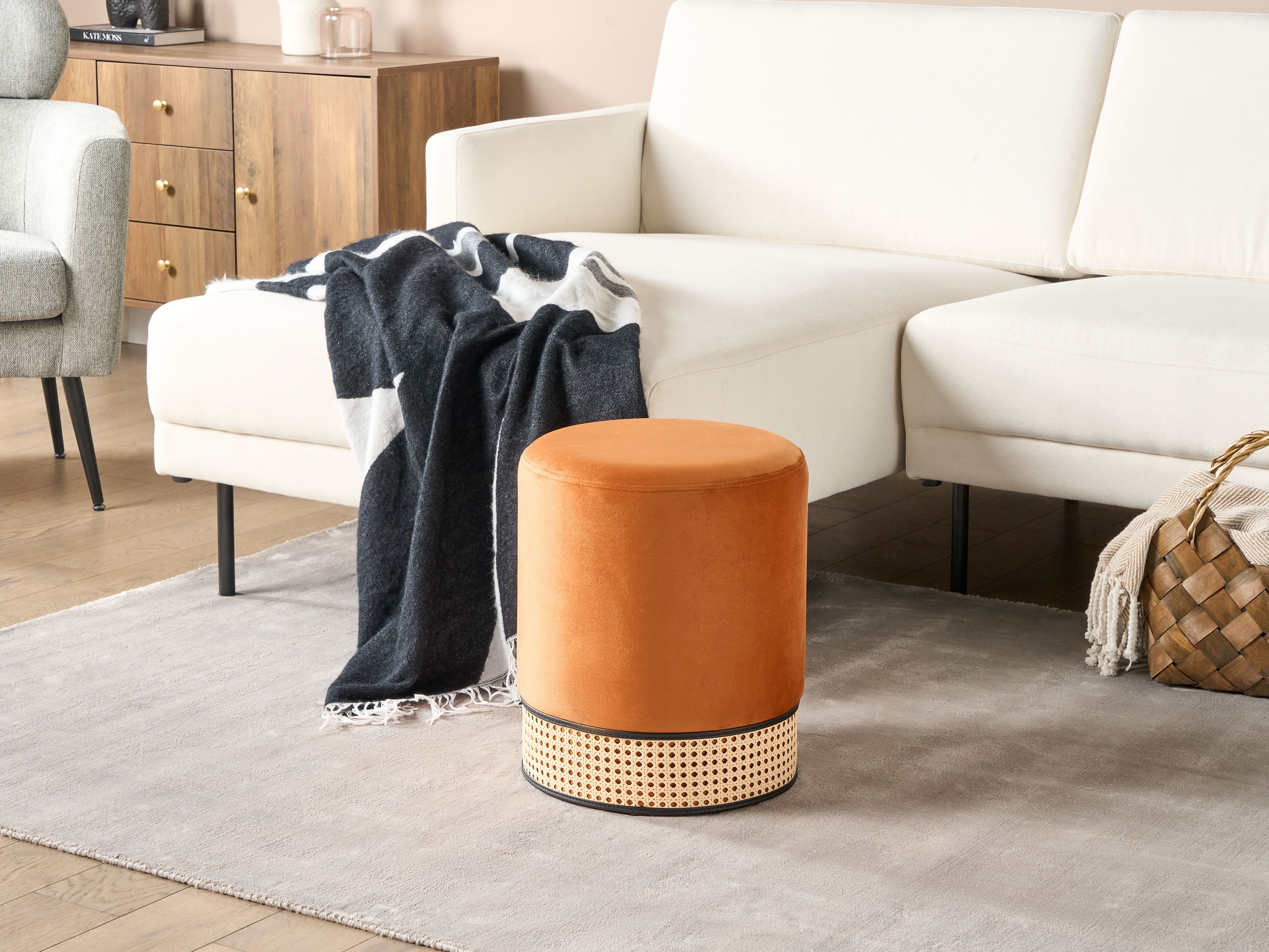 Pouffe YANKTON Velvet Orange