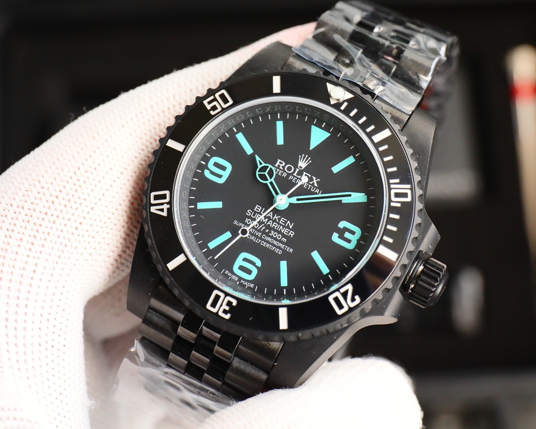 Rolex Dark Legend Submariner - DLC Black Finish - 40MM - Cyan(1:1 replica) - Elite Watch Atelier