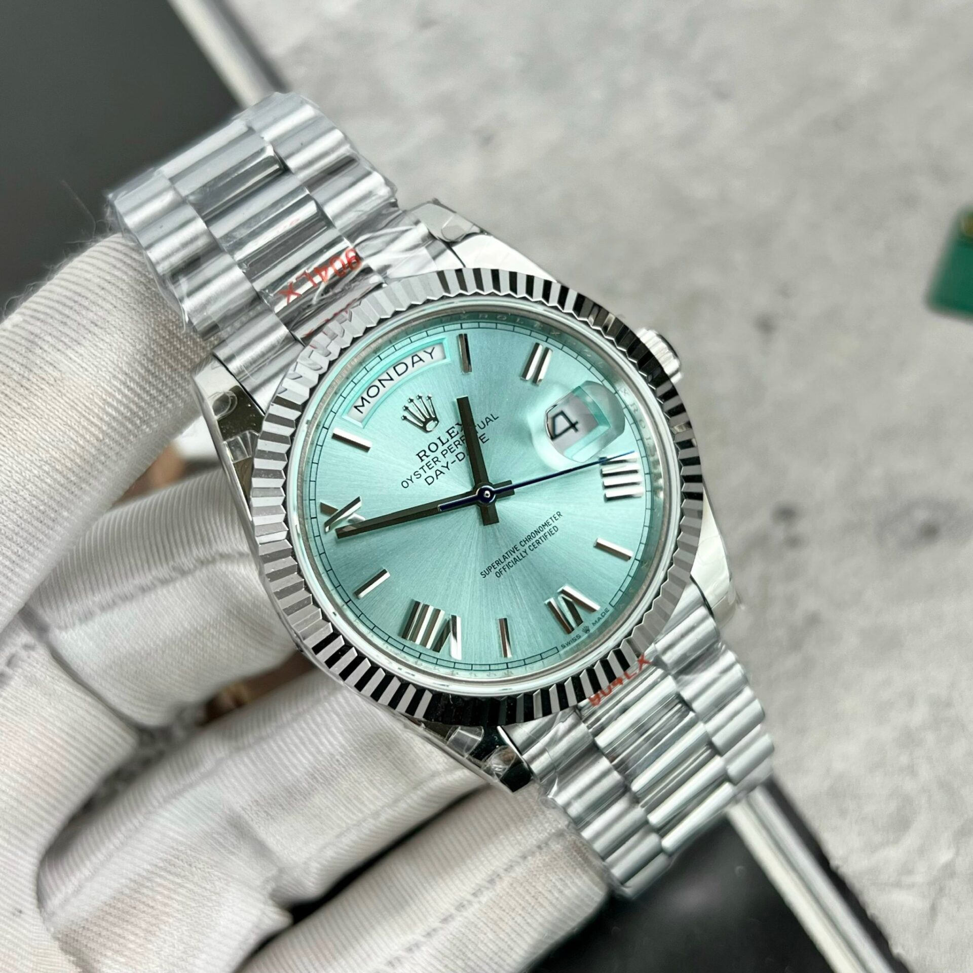 Rolex Day-Date 228236 Replica 11 Watch Ice Blue Dial GM Factory 40mm - Top club