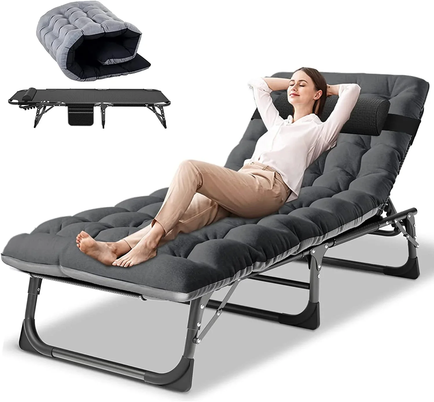 Slsy 5-Position Adjustable Folding Lounge Chair And Cot - 75.2" x 25.6" x 11.8" - Image 88 Slsy 5-Position Adjustable Folding Lounge Chair And Cot - 75.2" x 25.6" x 11.8" - Image 88