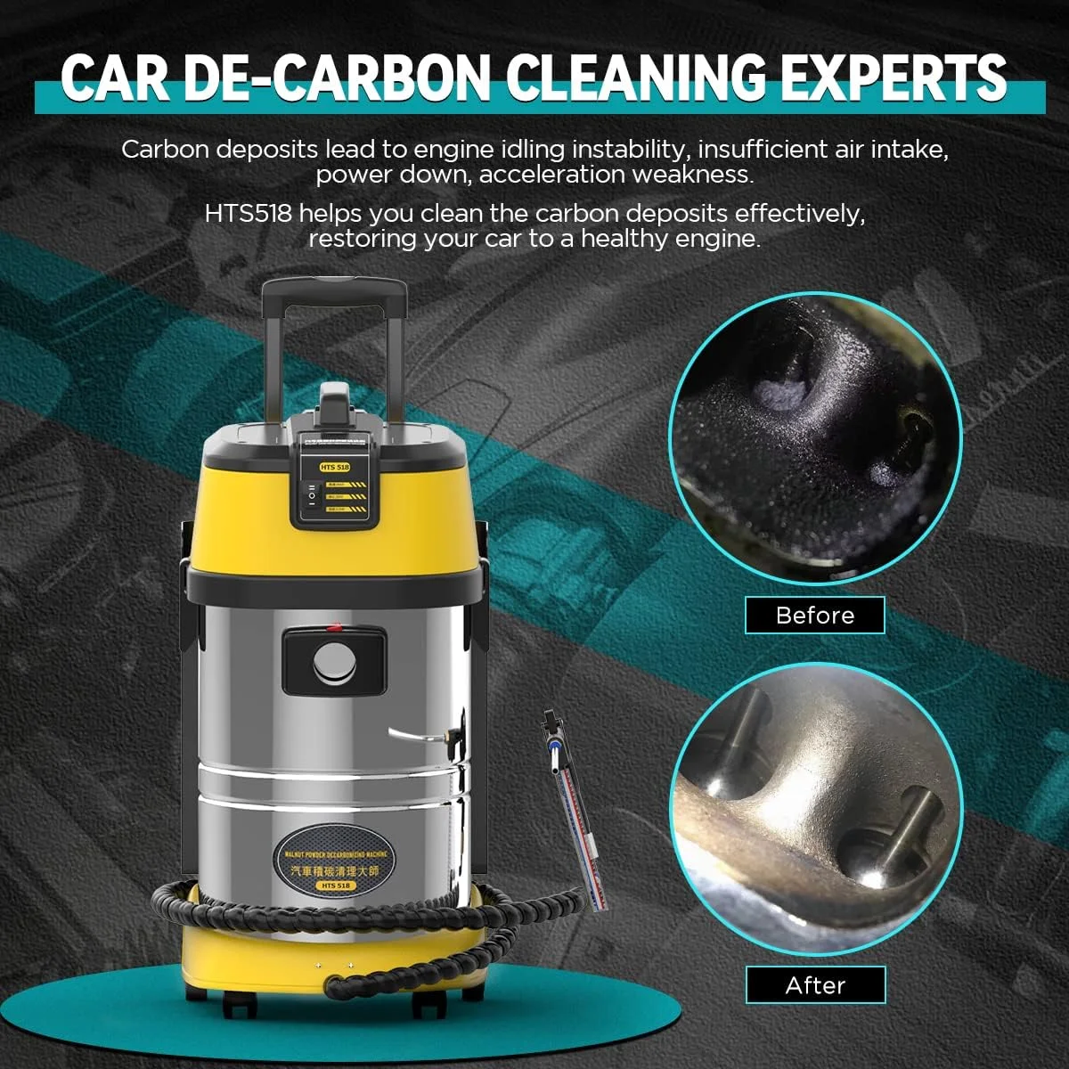 AUTOOL HTS558 Walnut Sand Carbon Deposition Clean Machine Walnut Shell Media Powder Sandblasting Machine Automotive Engine Intake Pipe Valve De-Carbon Cleaning Machine for Rust Grime Paint Removing - Image 28