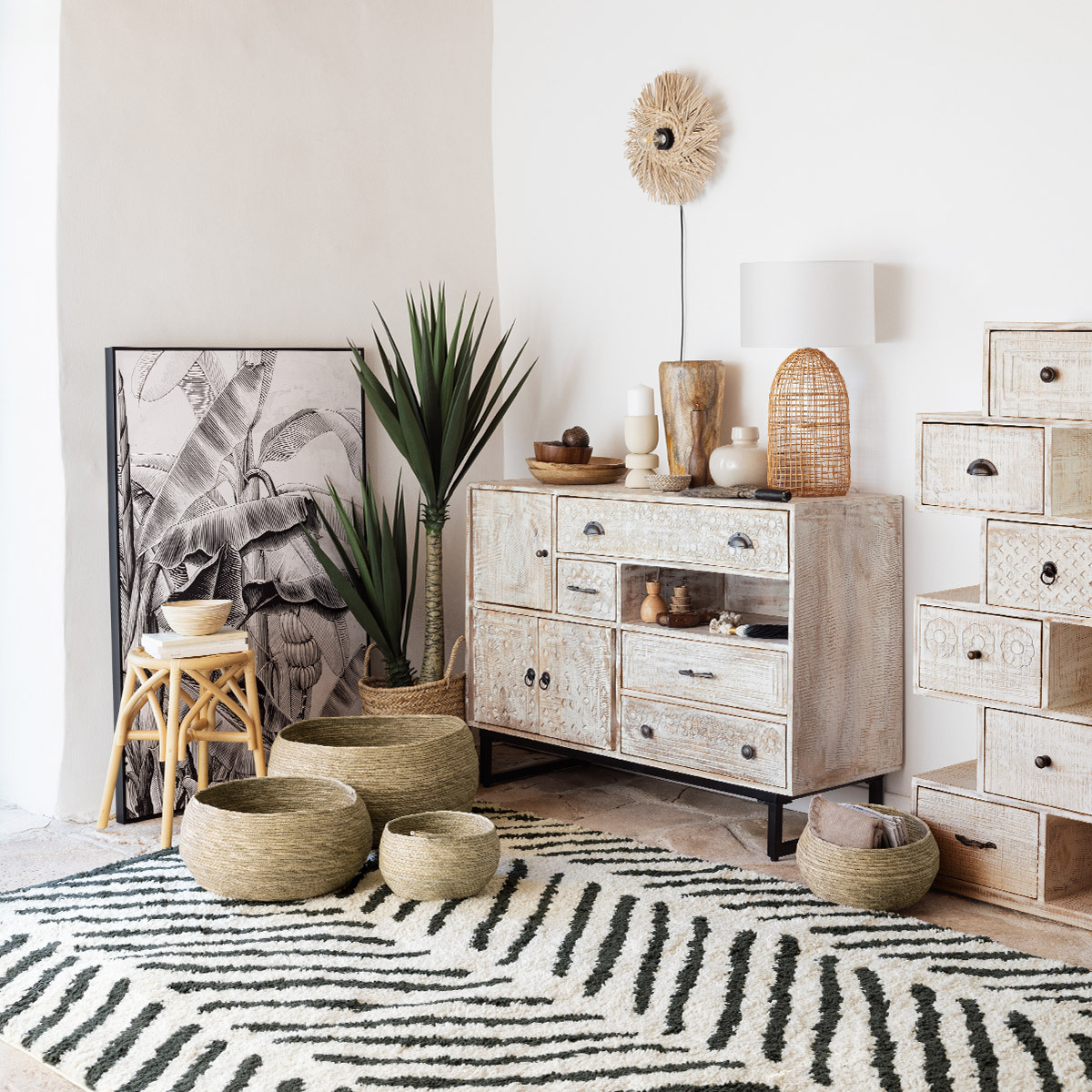 Cylinder lamp "Karla" Beige, H.56 cm