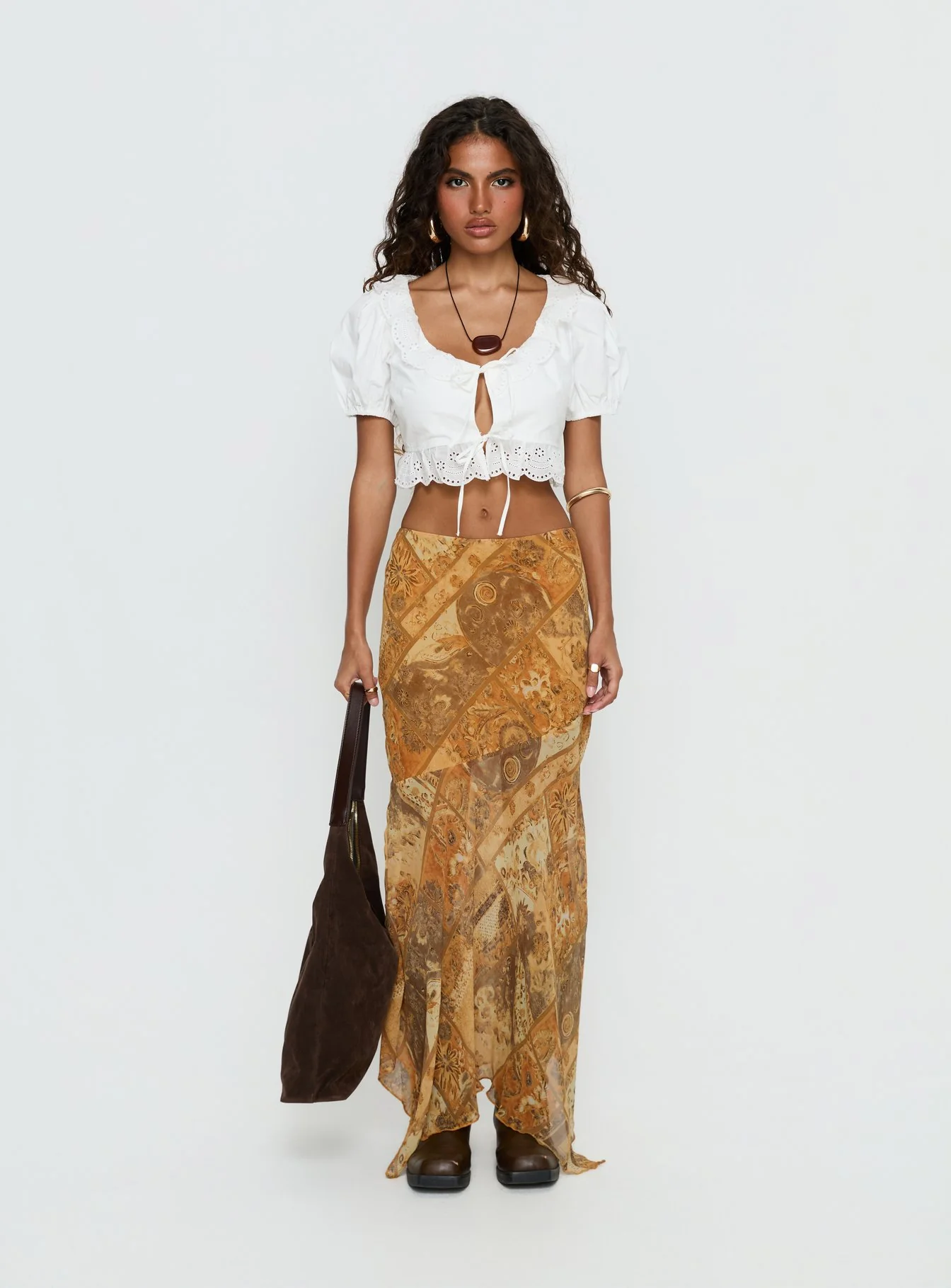 Princess Polly Lyanna Hanky Hem Maxi Skirt Multi