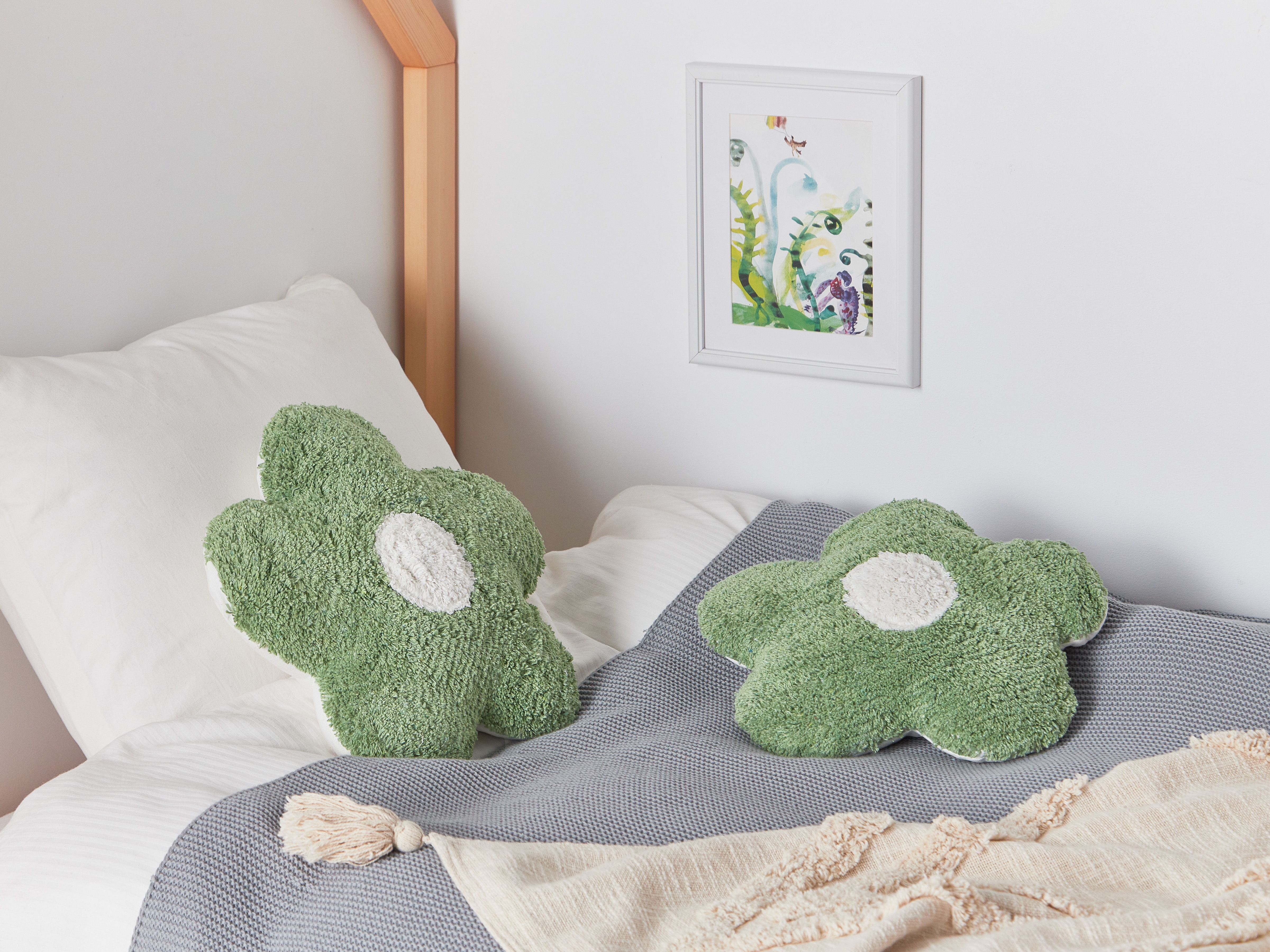 Set of 2 Decorative Cushions SORREL Cotton 30 x 30 cm Green Flower