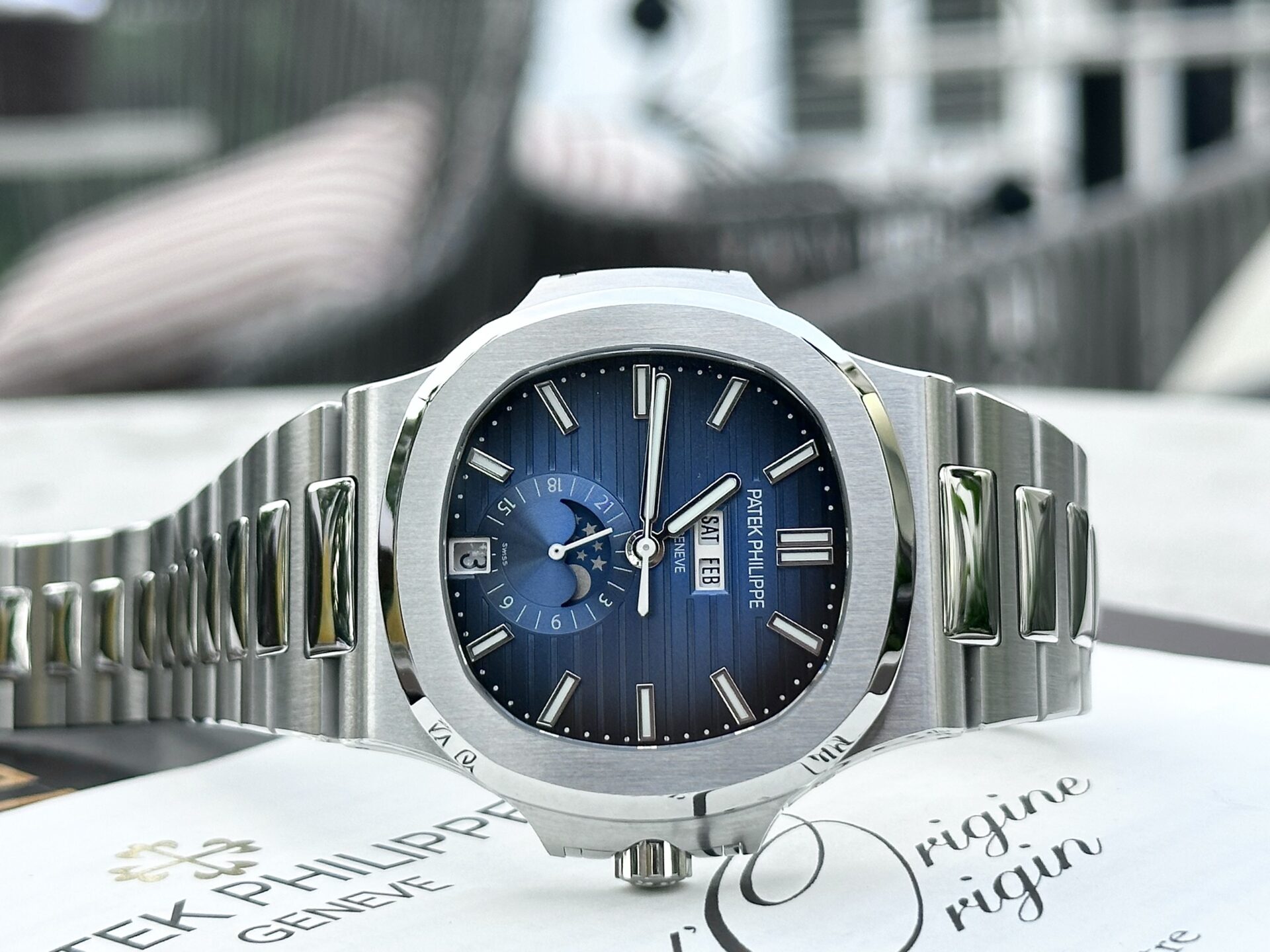 Patek Philippe Nautilus 5726 Replica 1:1 Watch Blue Dial Metal Strap PPF Factory 40.5mm - Top club
