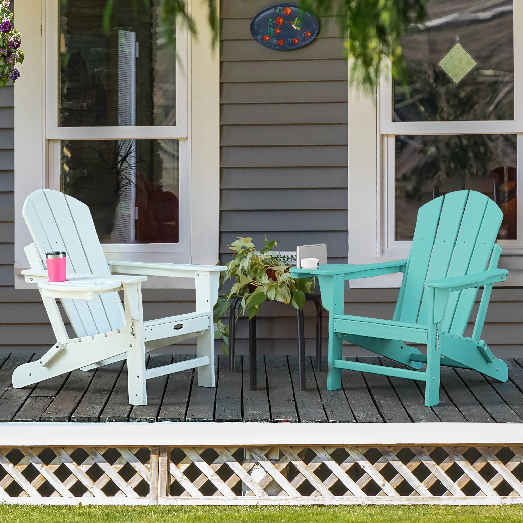 FOOWIN HDPE Plastic Adirondack Chairs Set of 4, Black - Image 51